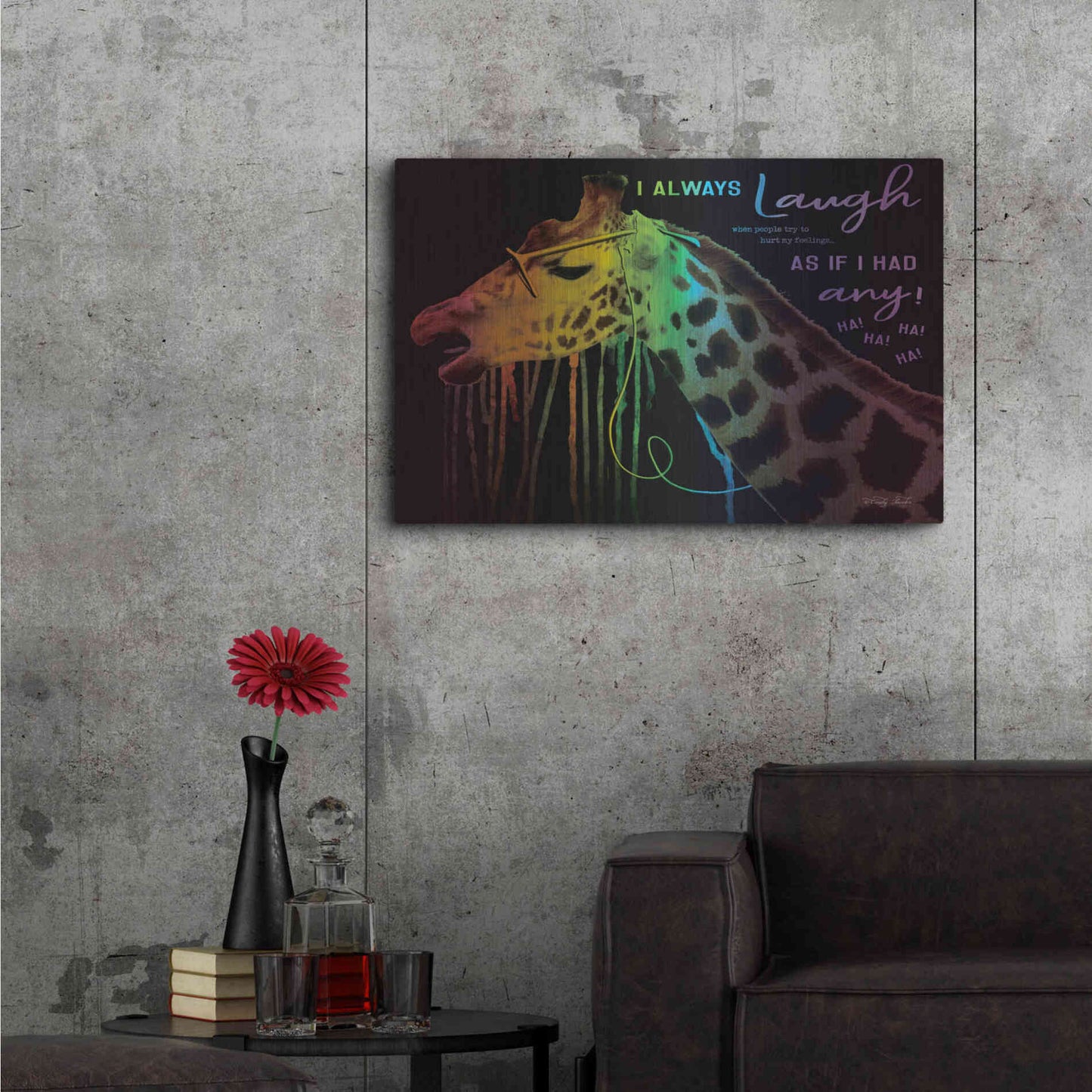 Luxe Metal Art 'I Always Laugh' by Cindy Jacobs, Metal Wall Art,36x24