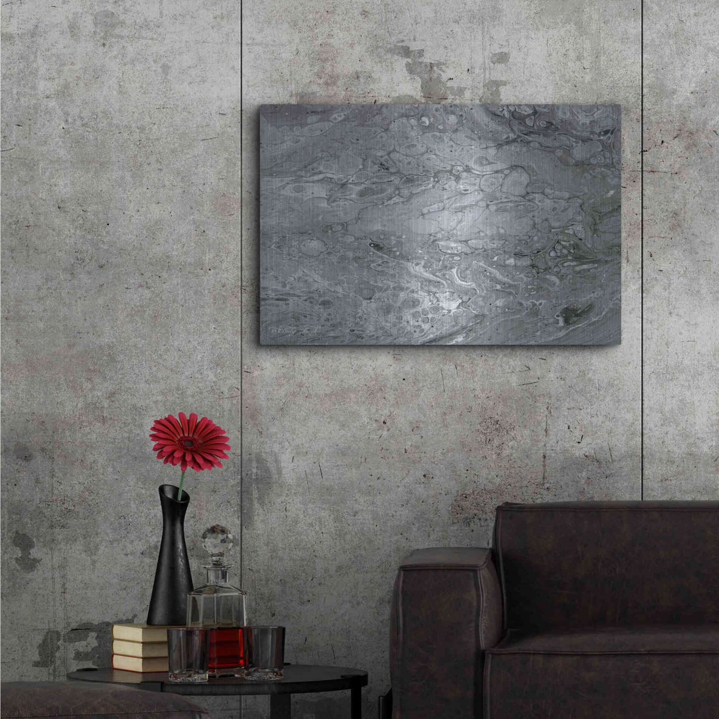Luxe Metal Art 'Abstract in Gray II' by Cindy Jacobs, Metal Wall Art,36x24
