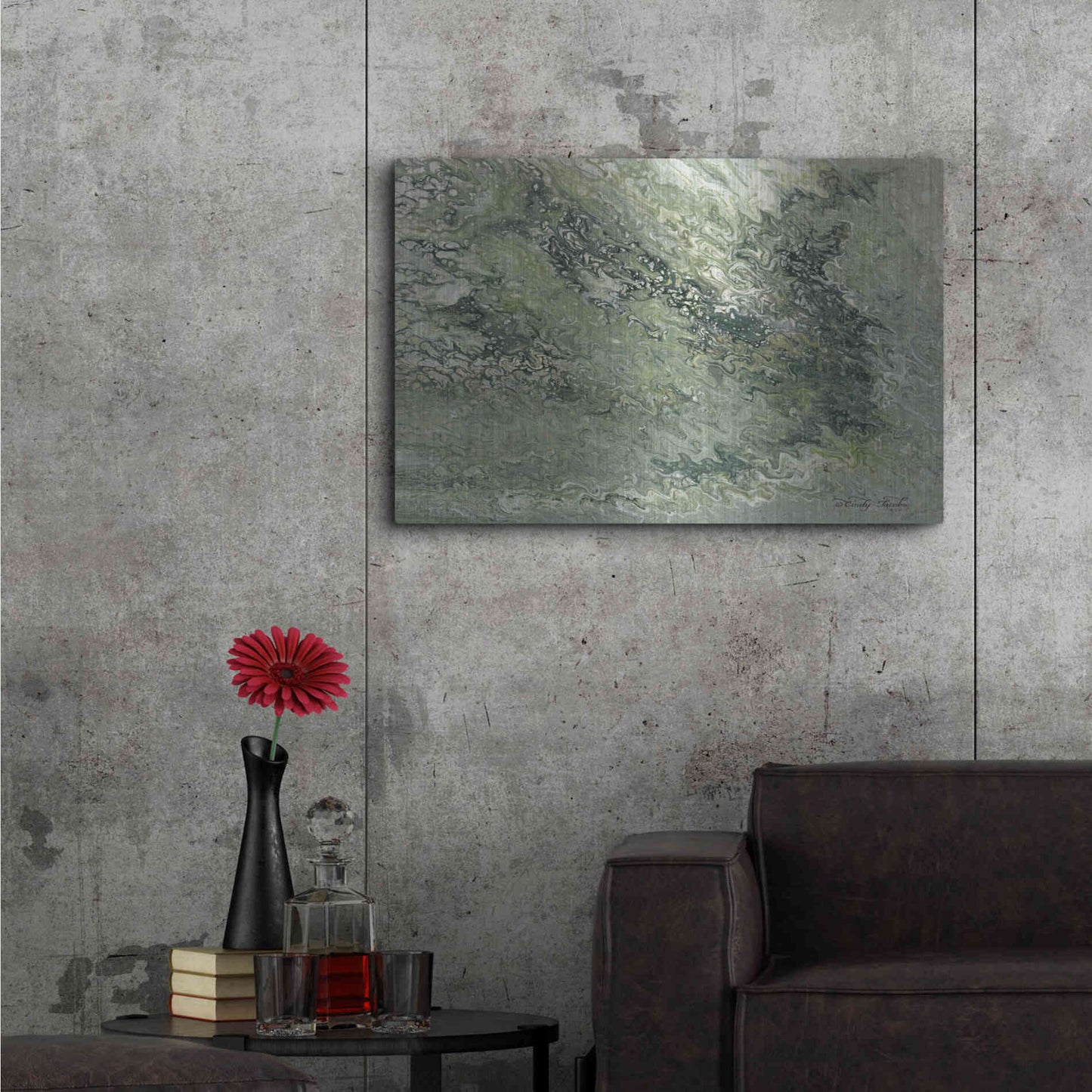 Luxe Metal Art 'Abstract in Seafoam I' by Cindy Jacobs, Metal Wall Art,36x24