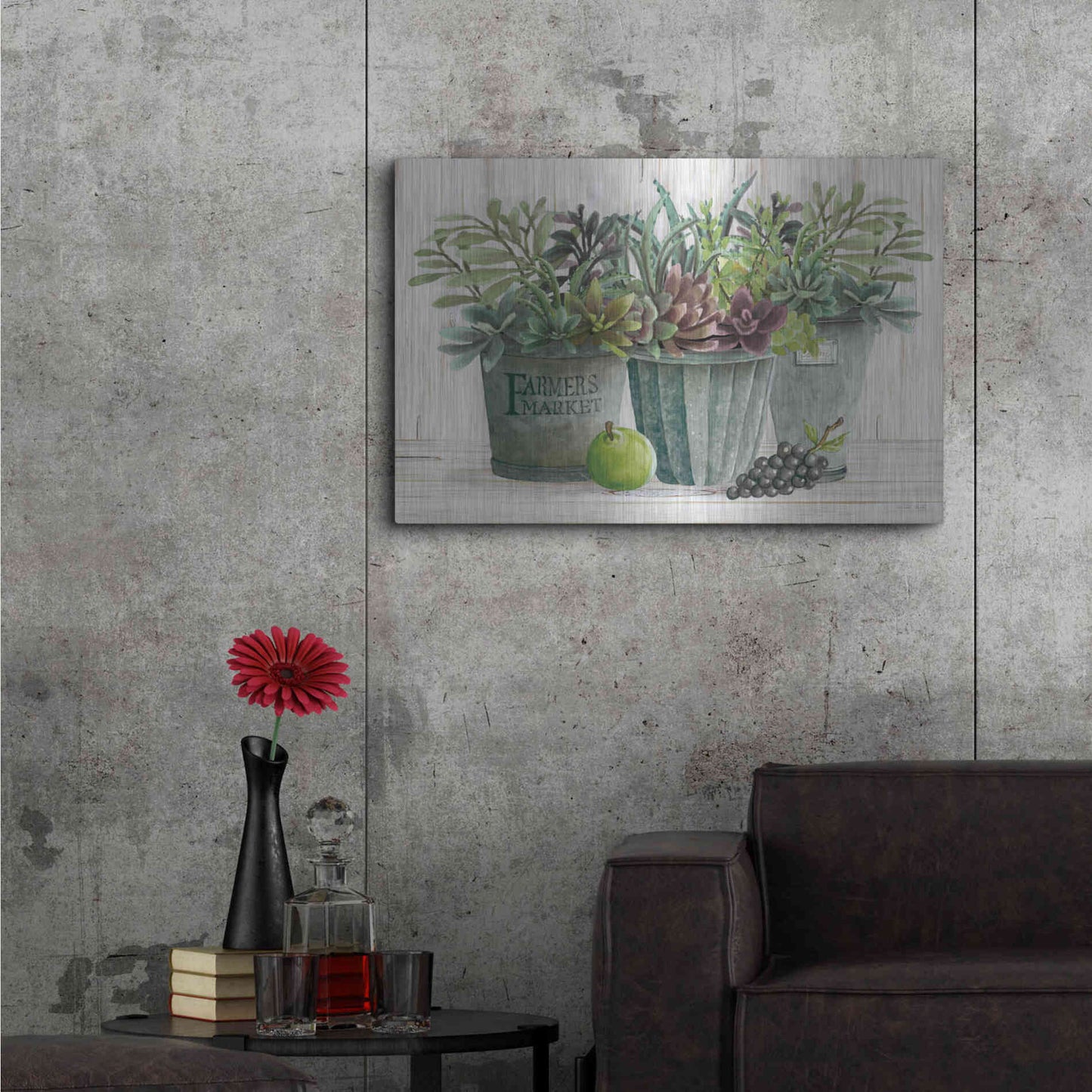 Luxe Metal Art 'Farmer Market Succulent Harvest' by Cindy Jacobs, Metal Wall Art,36x24