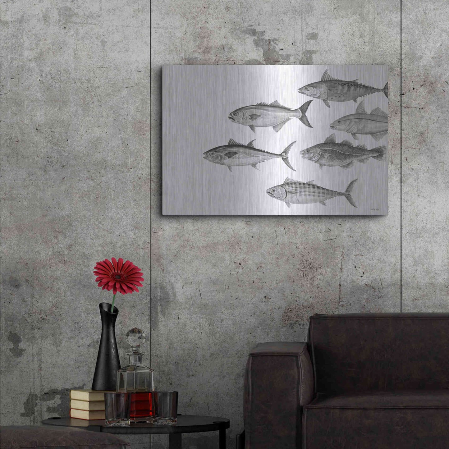 Luxe Metal Art 'Variety of Fish II' by Cindy Jacobs, Metal Wall Art,36x24