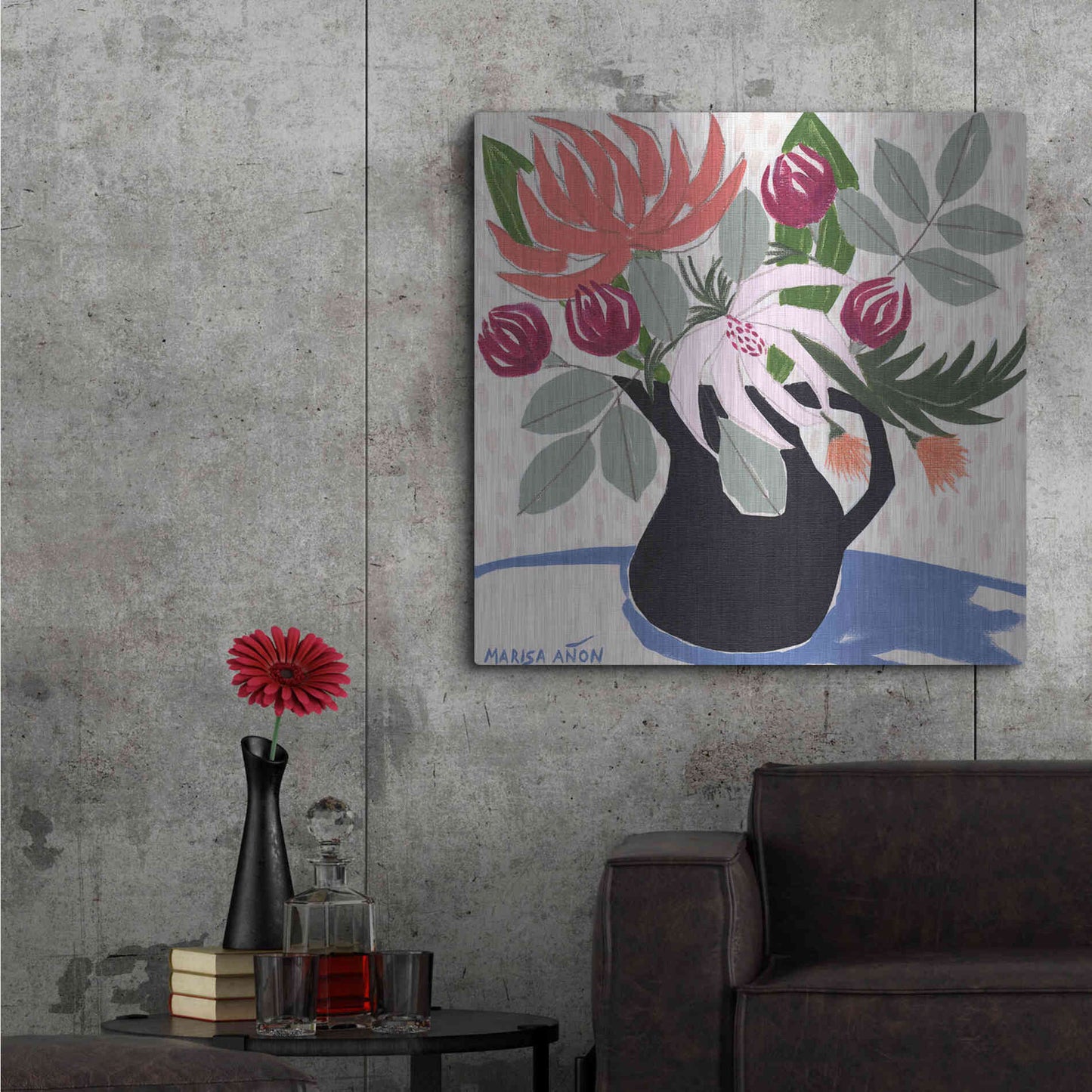 Luxe Metal Art 'April Florals 12' by Marisa Anon, Metal Wall Art,36x36