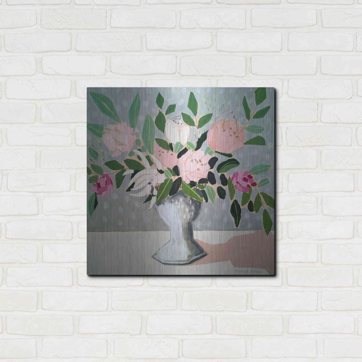 Luxe Metal Art 'Spring Florals 1' by Marisa Anon, Metal Wall Art,24x24