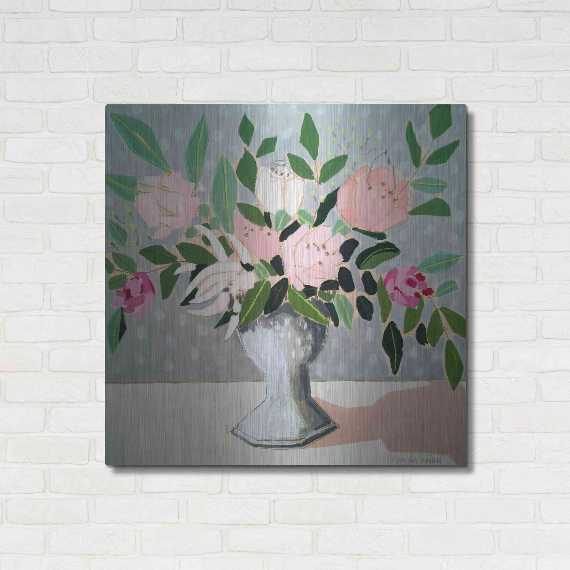 Luxe Metal Art 'Spring Florals 1' by Marisa Anon, Metal Wall Art,36x36