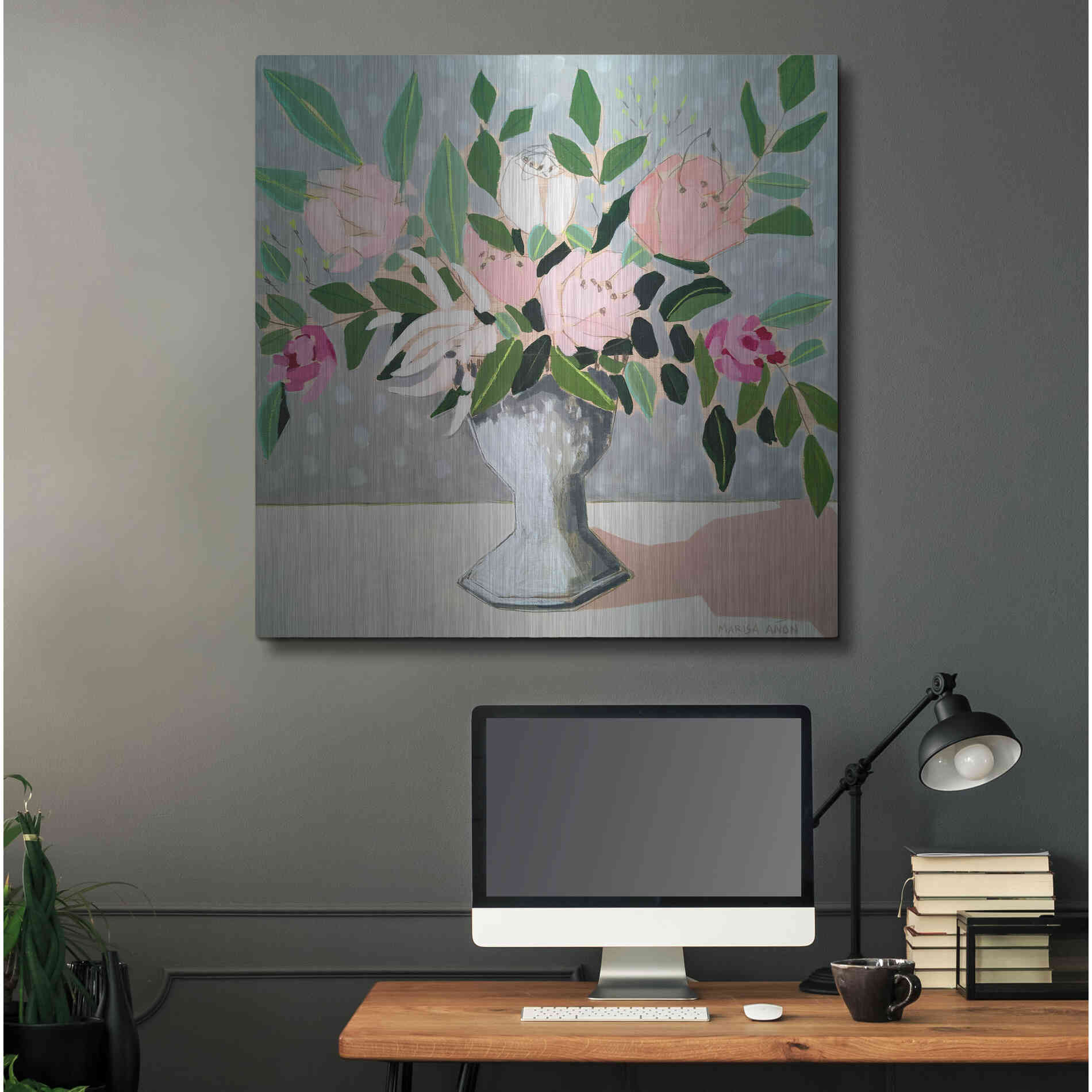Luxe Metal Art 'Spring Florals 1' by Marisa Anon, Metal Wall Art,36x36