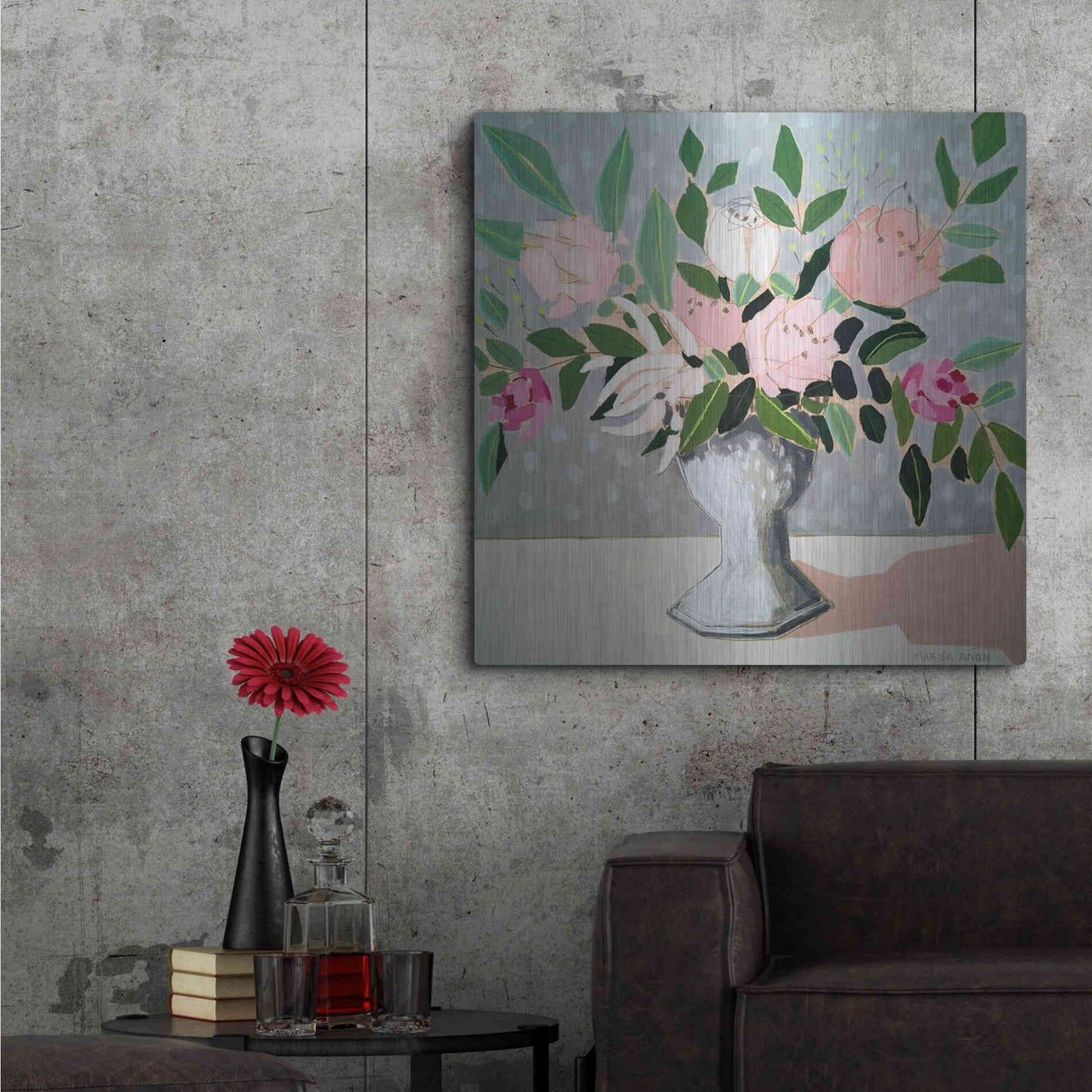 Luxe Metal Art 'Spring Florals 1' by Marisa Anon, Metal Wall Art,36x36