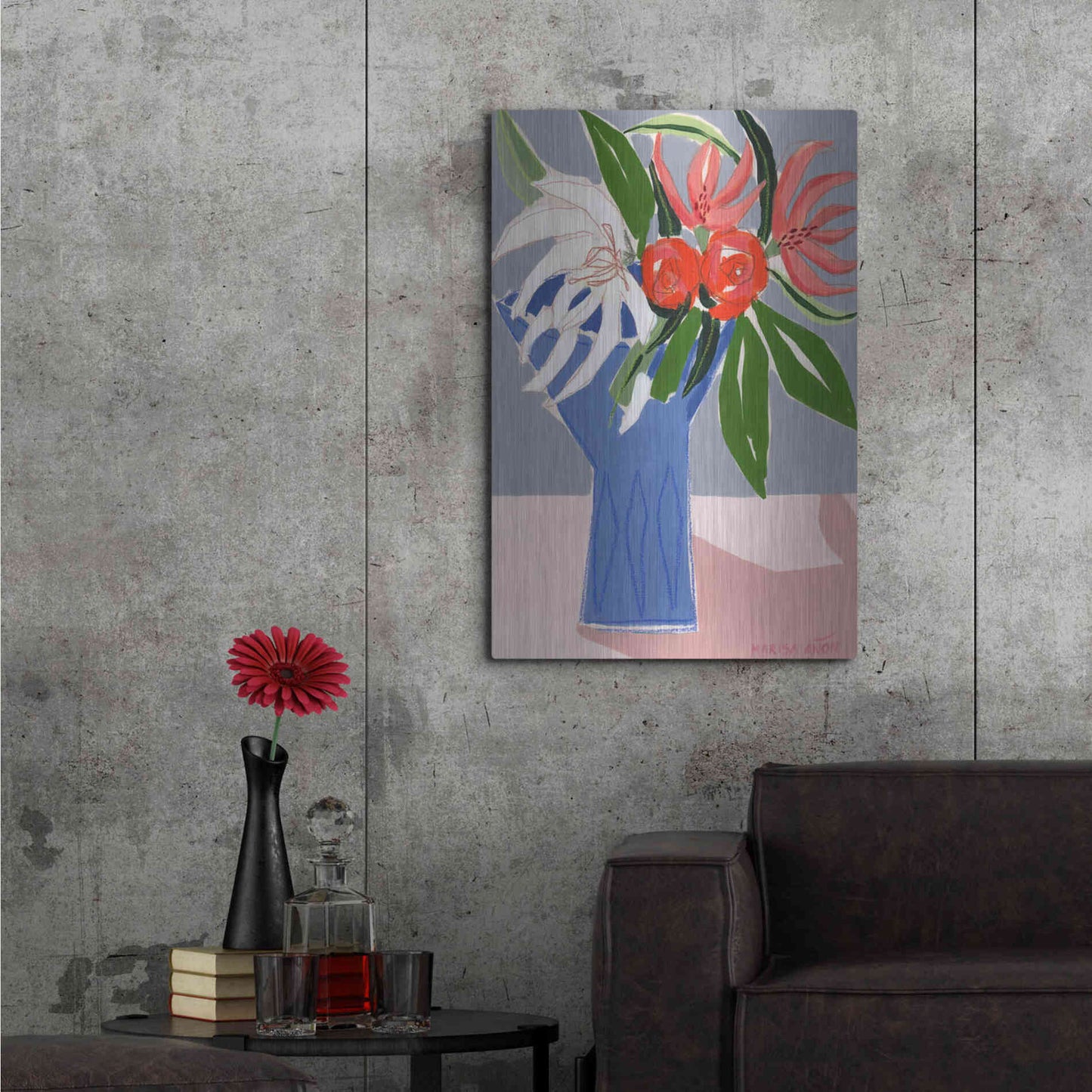 Luxe Metal Art 'Spring Florals 10' by Marisa Anon, Metal Wall Art,24x36