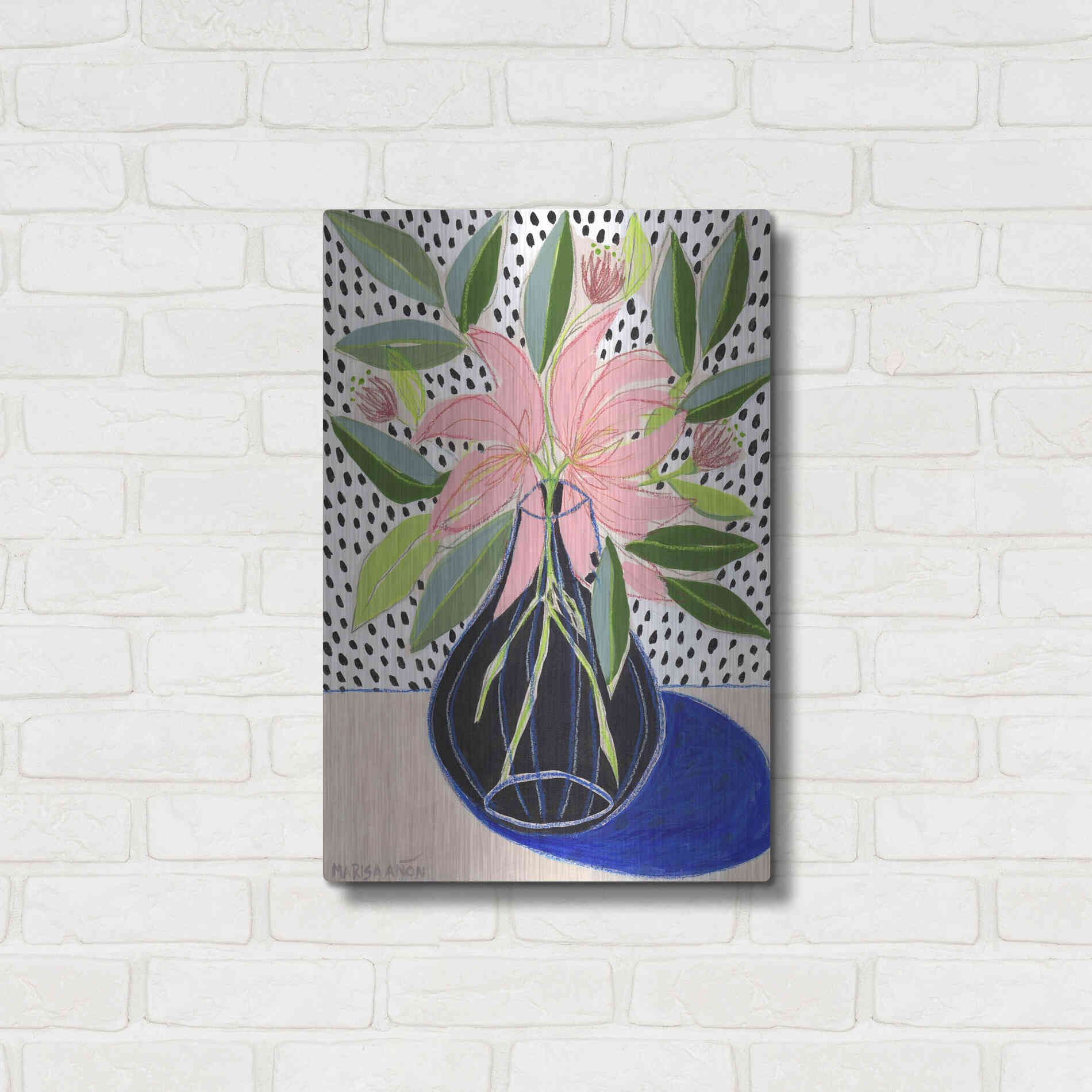 Luxe Metal Art 'Spring Florals 7' by Marisa Anon, Metal Wall Art,16x24