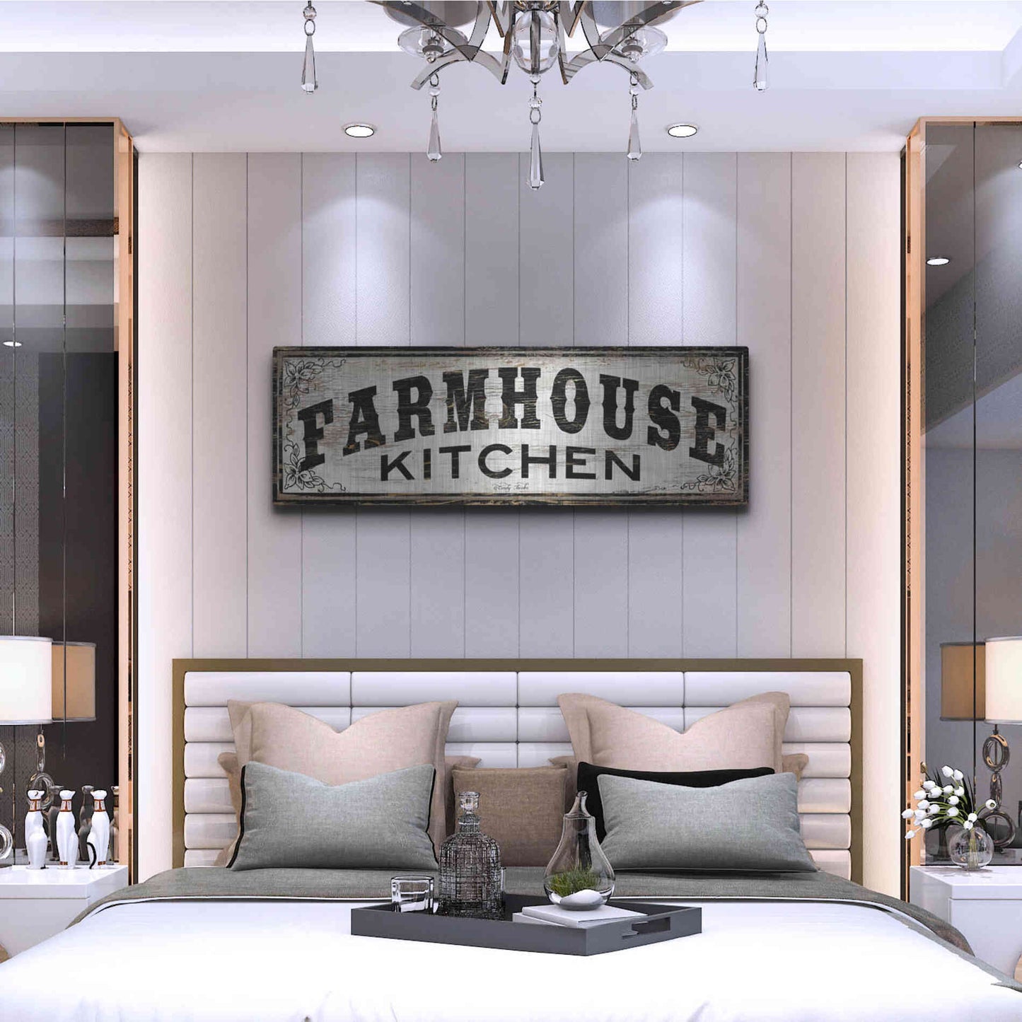 Luxe Metal Art 'Farmhouse Kitchen' by Cindy Jacobs, Metal Wall Art,48x16