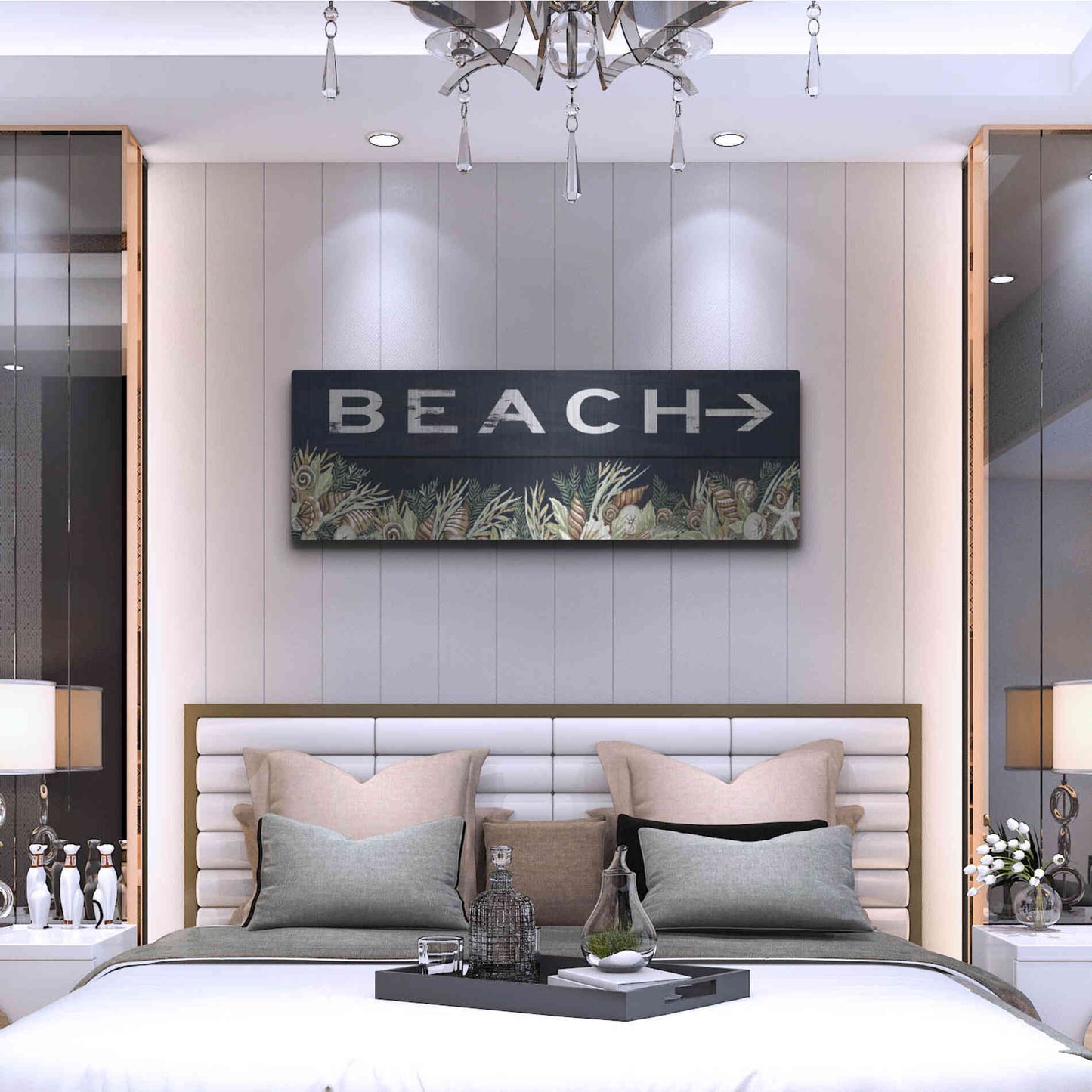 Luxe Metal Art 'Beach Sign' by Cindy Jacobs, Metal Wall Art,48x16