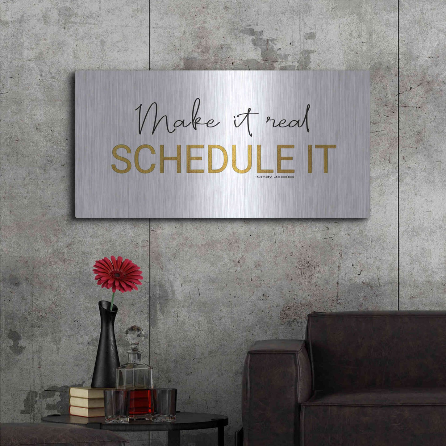 Luxe Metal Art 'Make It Real' by Cindy Jacobs, Metal Wall Art,48x24