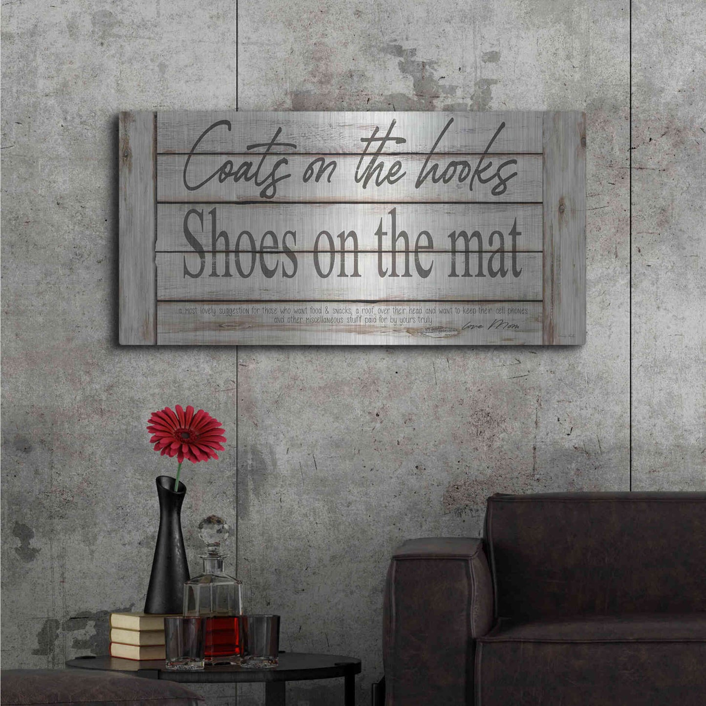 Luxe Metal Art 'Mud Room Rules' by Cindy Jacobs, Metal Wall Art,48x24