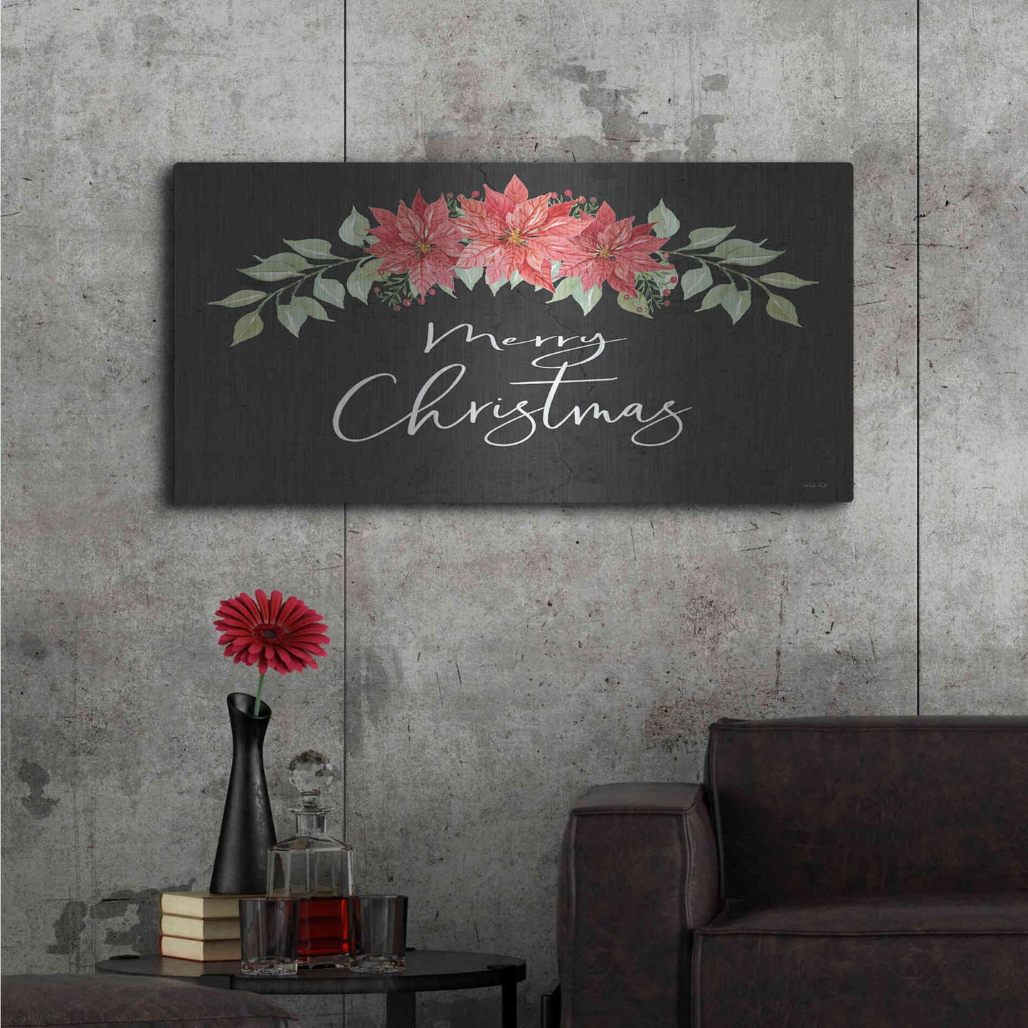 Luxe Metal Art 'Merry Christmas Simply' by Cindy Jacobs, Metal Wall Art,48x24