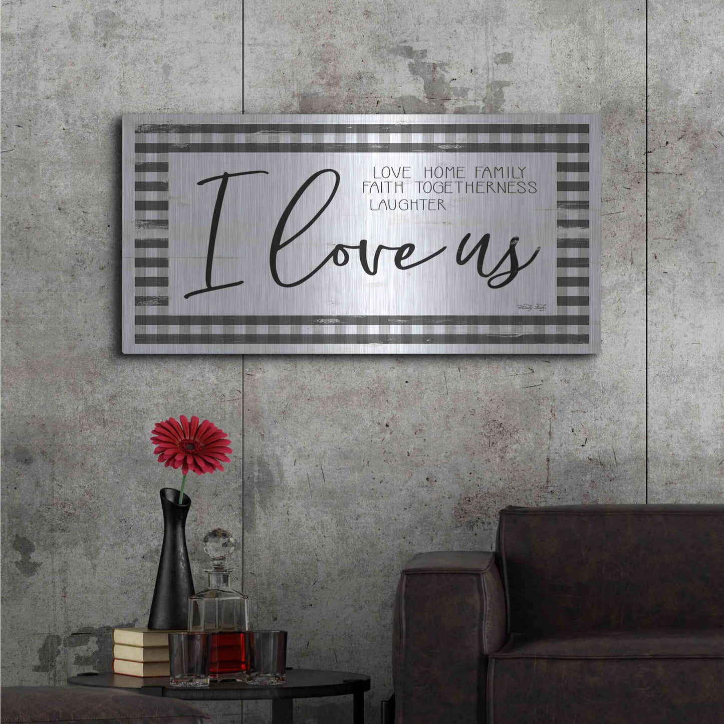 Luxe Metal Art 'I Love Us' by Cindy Jacobs, Metal Wall Art,48x24