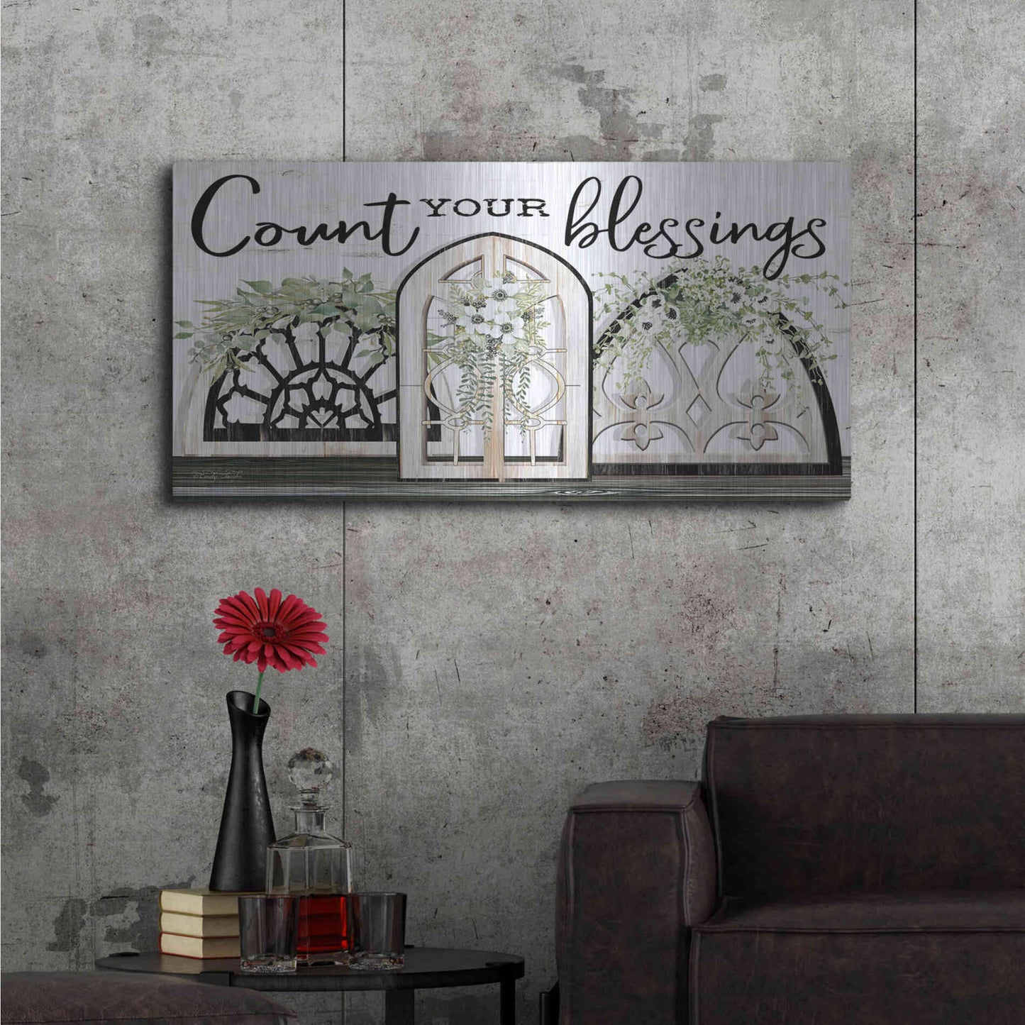 Luxe Metal Art 'Count Your Blessings' by Cindy Jacobs, Metal Wall Art,48x24