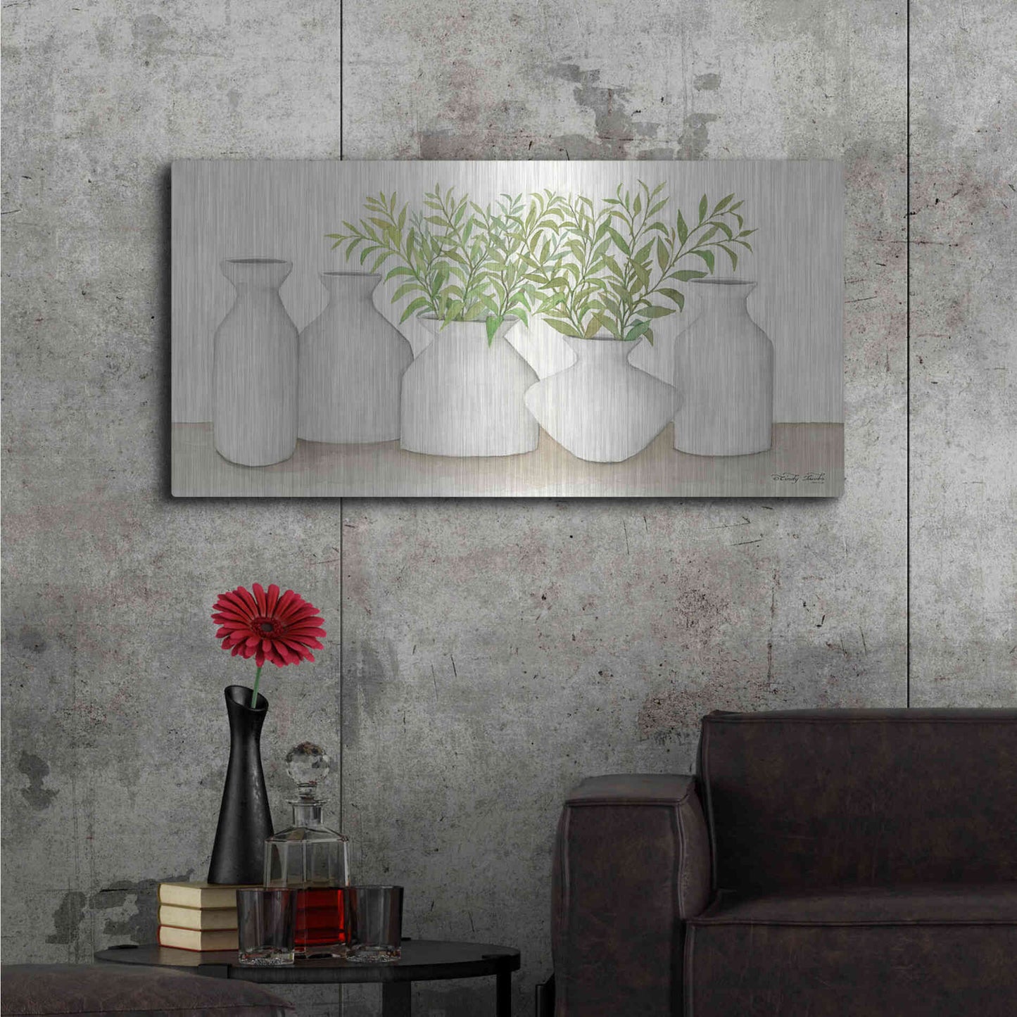 Luxe Metal Art 'Simplicity in White II' by Cindy Jacobs, Metal Wall Art,48x24