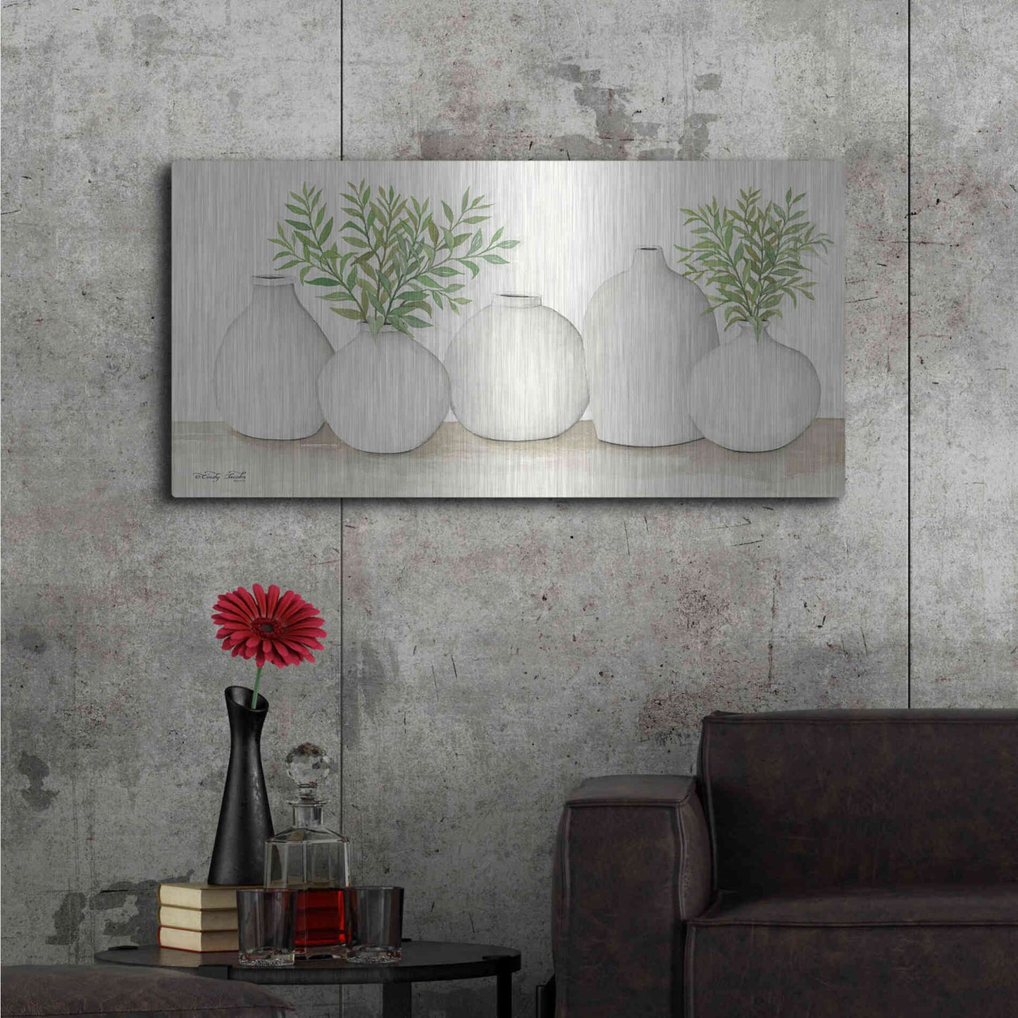 Luxe Metal Art 'Simplicity in White I' by Cindy Jacobs, Metal Wall Art,48x24
