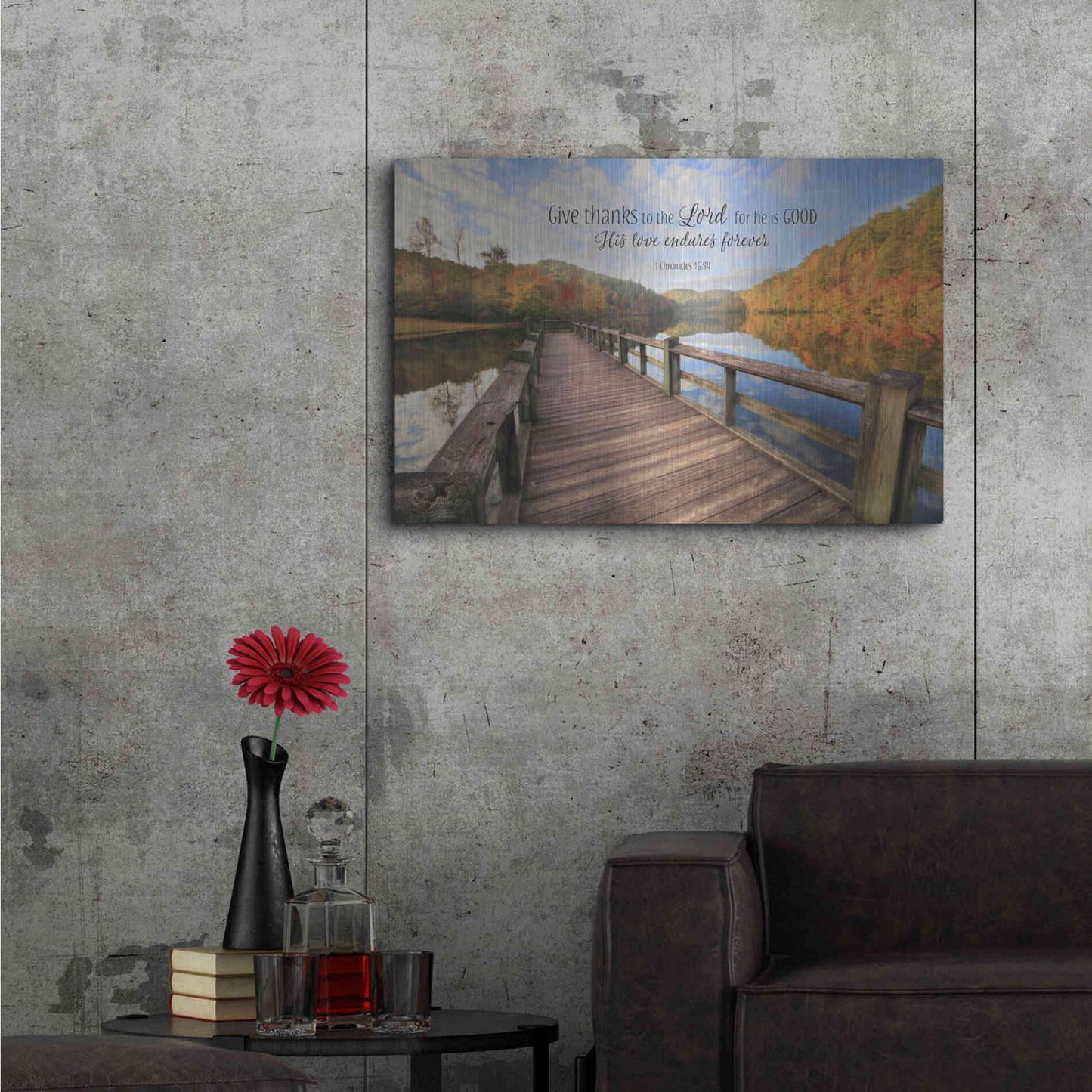 Luxe Metal Art 'Give Thanks to the Lord' by Lori Deiter, Metal Wall Art,36x24