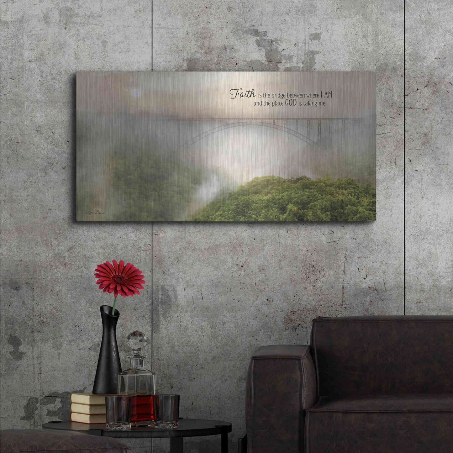 Luxe Metal Art 'Faith is the Bridge' by Lori Deiter, Metal Wall Art,48x24