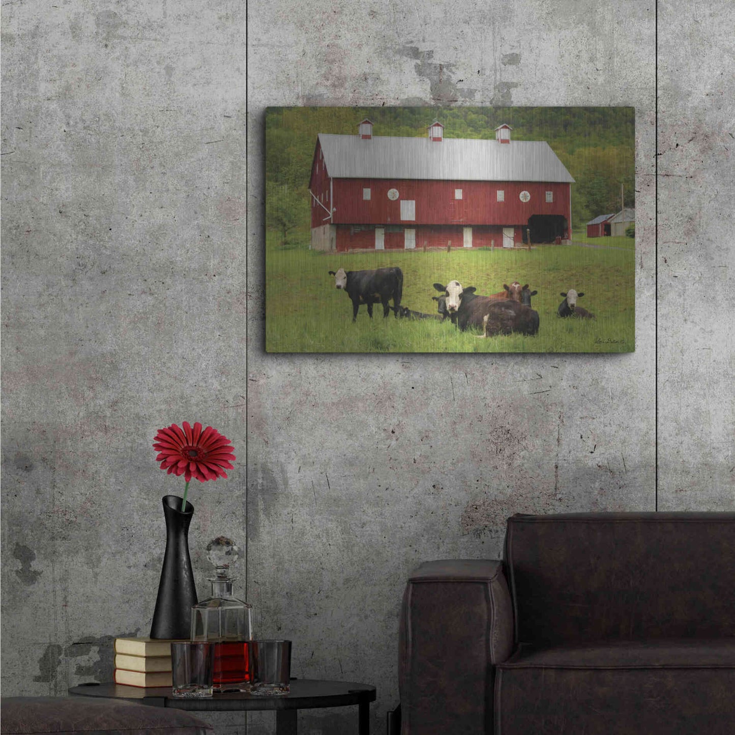 Luxe Metal Art 'Red Barn' by Lori Deiter, Metal Wall Art,36x24