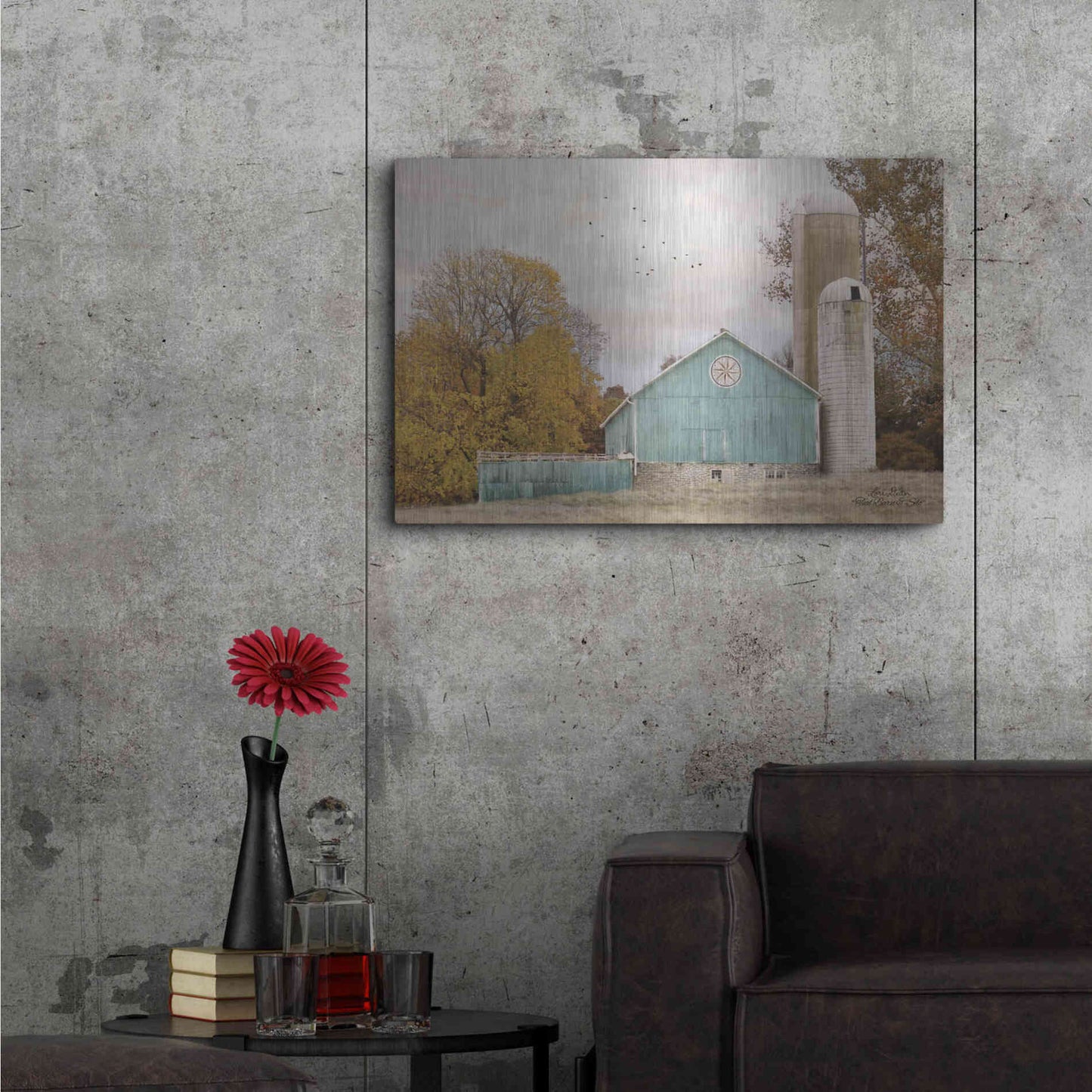 Luxe Metal Art 'Teal Barn and Silo' by Lori Deiter, Metal Wall Art,36x24