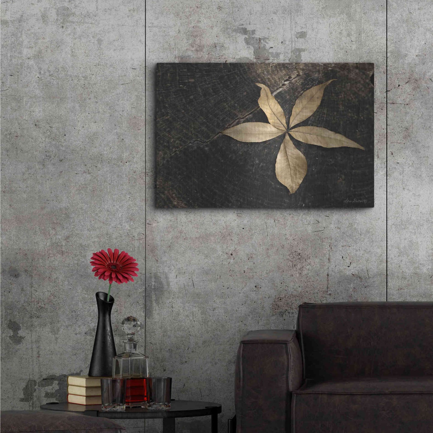 Luxe Metal Art 'Natural Buckeye Leaf' by Lori Deiter, Metal Wall Art,36x24