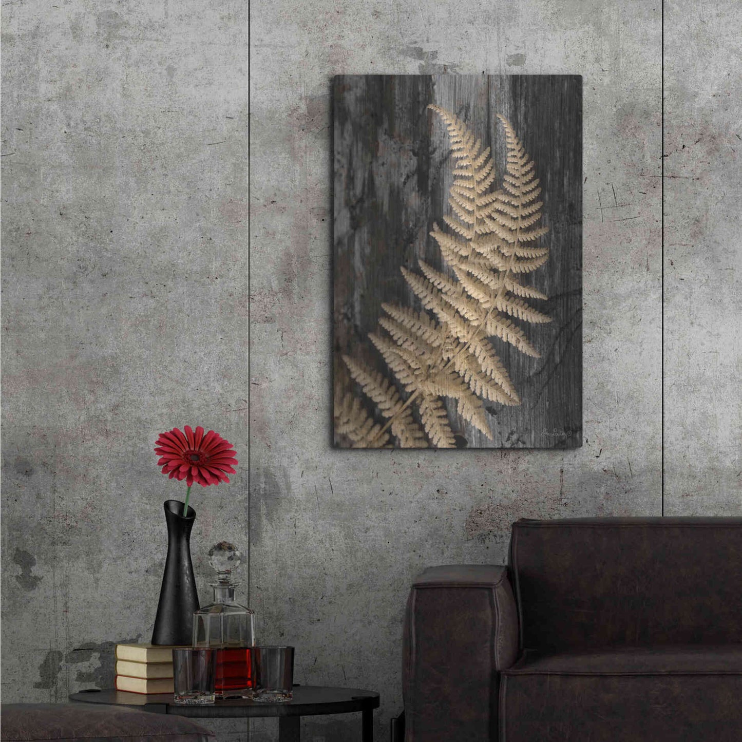 Luxe Metal Art 'Natural Gold Fern' by Lori Deiter, Metal Wall Art,24x36