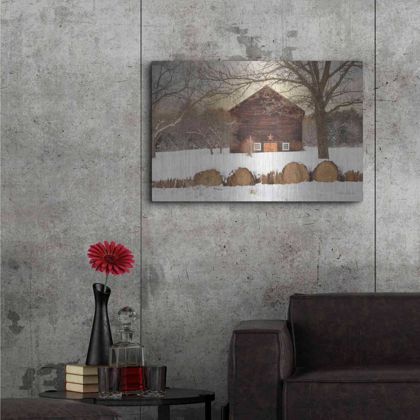 Luxe Metal Art 'Snowy Vermont Barn' by Lori Deiter, Metal Wall Art,36x24