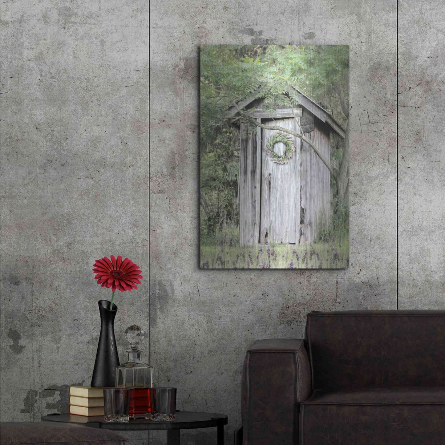 Luxe Metal Art 'Lavender Outhouse' by Lori Deiter, Metal Wall Art,24x36