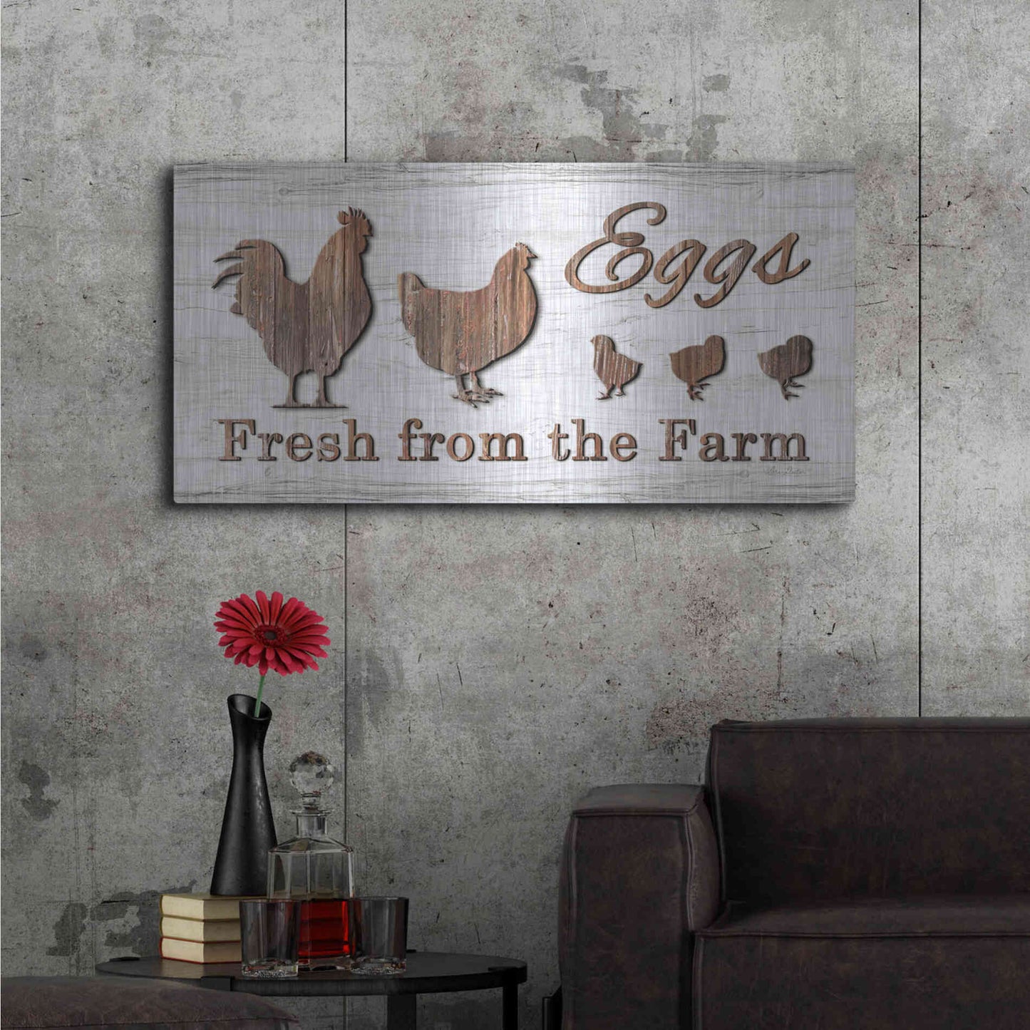 Luxe Metal Art 'Farm Fresh Eggs' by Lori Deiter, Metal Wall Art,48x24