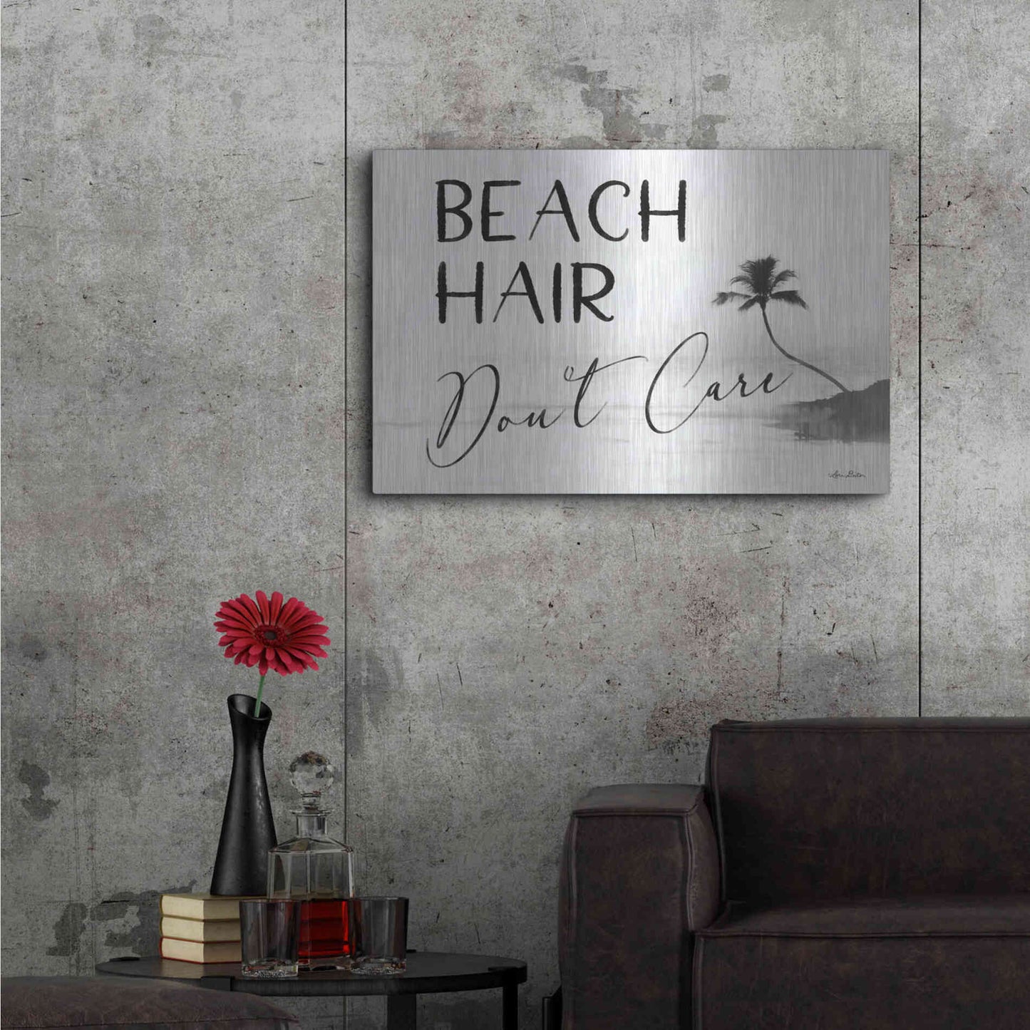 Luxe Metal Art 'Beach Hair, Don't Care' by Lori Deiter, Metal Wall Art,36x24