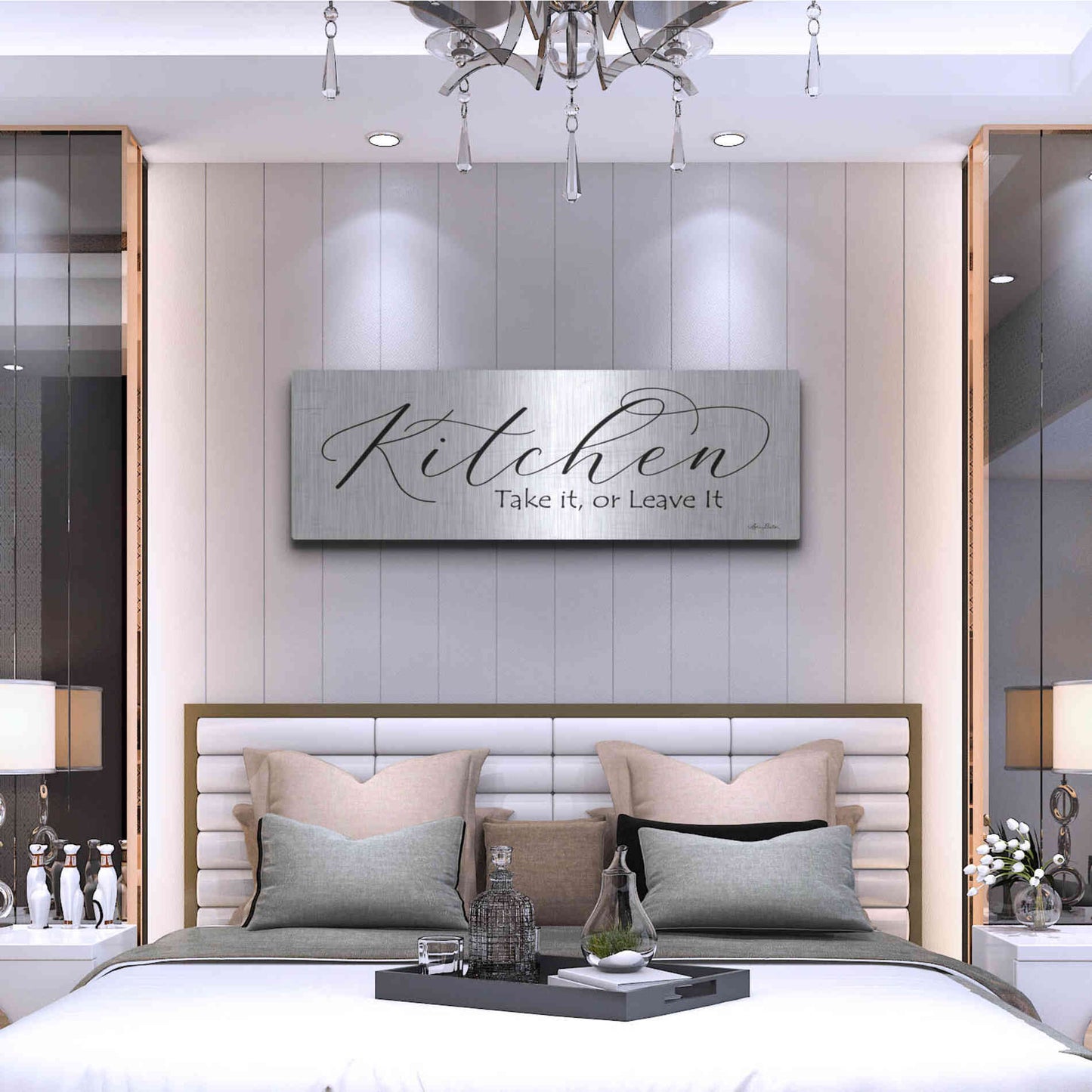 Luxe Metal Art 'Kitchen - Take It or Leave It' by Lori Deiter, Metal Wall Art,48x16