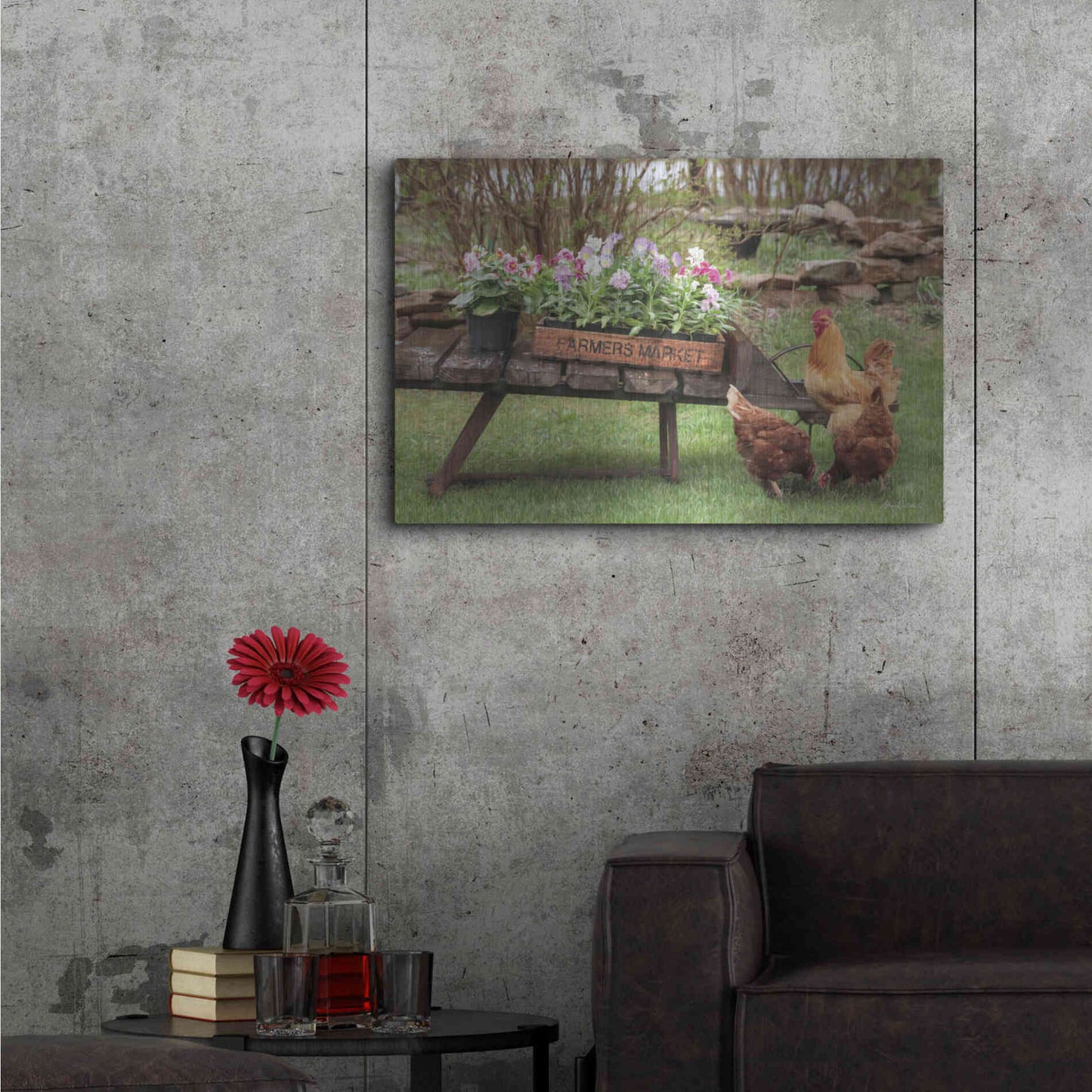 Luxe Metal Art 'Farmer's Flower Cart' by Lori Deiter, Metal Wall Art,36x24