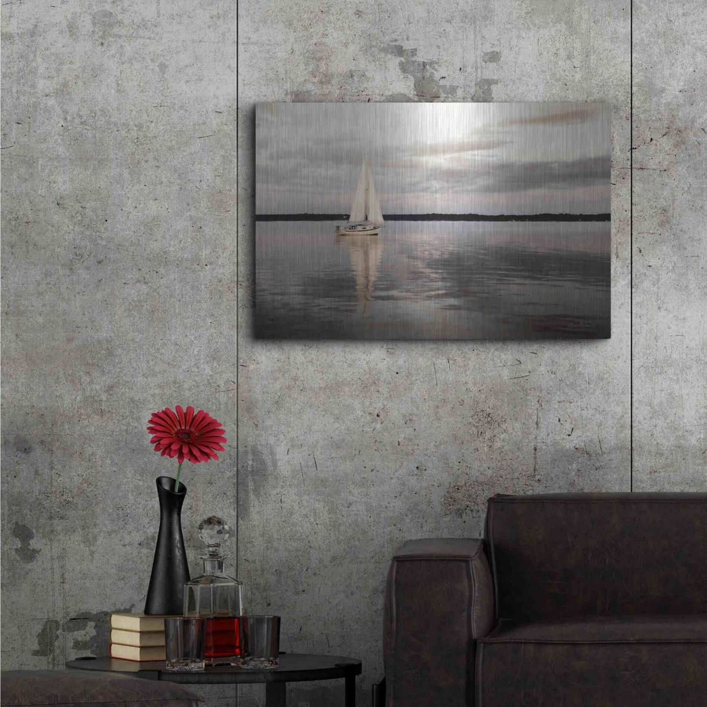 Luxe Metal Art 'Sail Away Sailboat' by Lori Deiter, Metal Wall Art,36x24