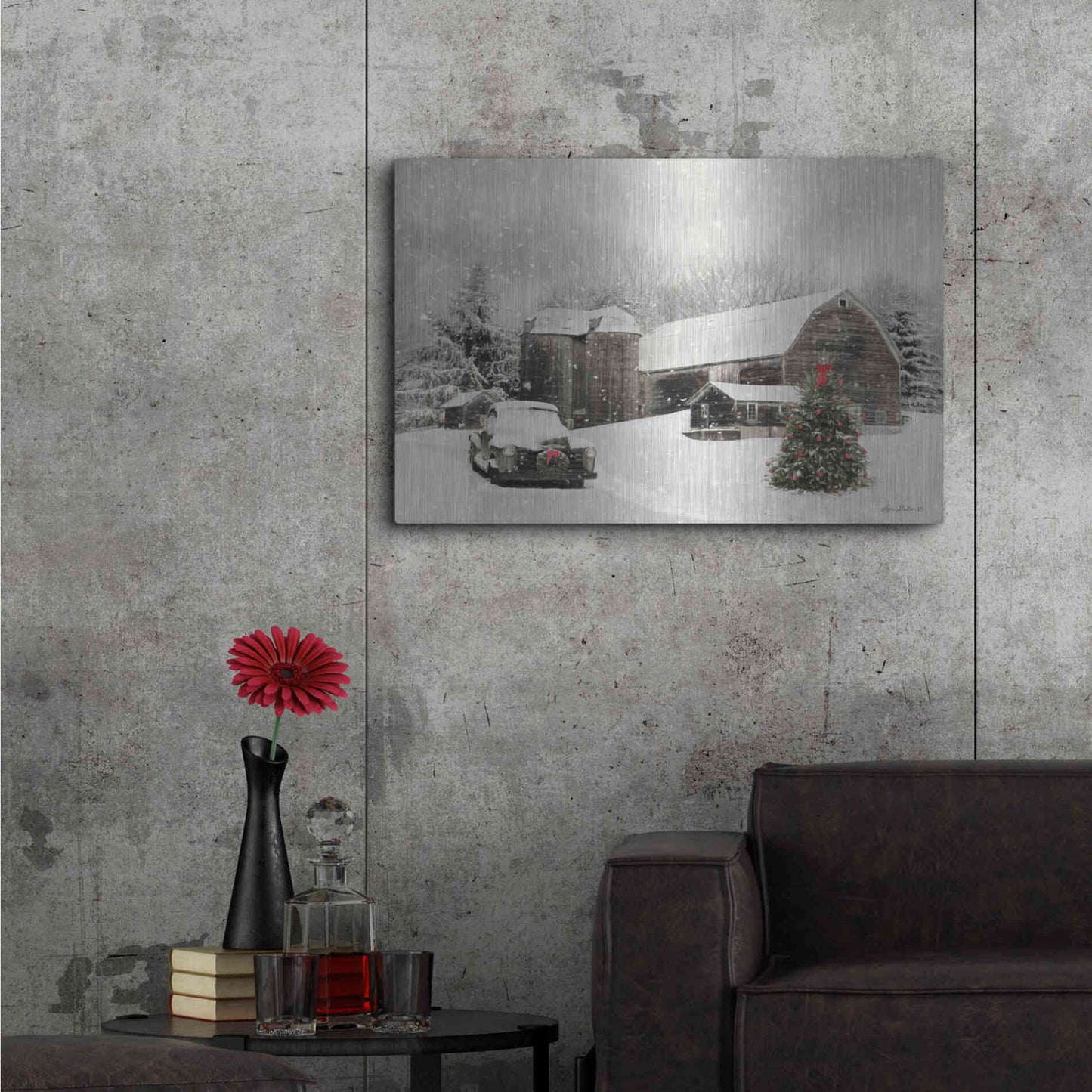 Luxe Metal Art 'Farmhouse Christmas' by Lori Deiter, Metal Wall Art,36x24