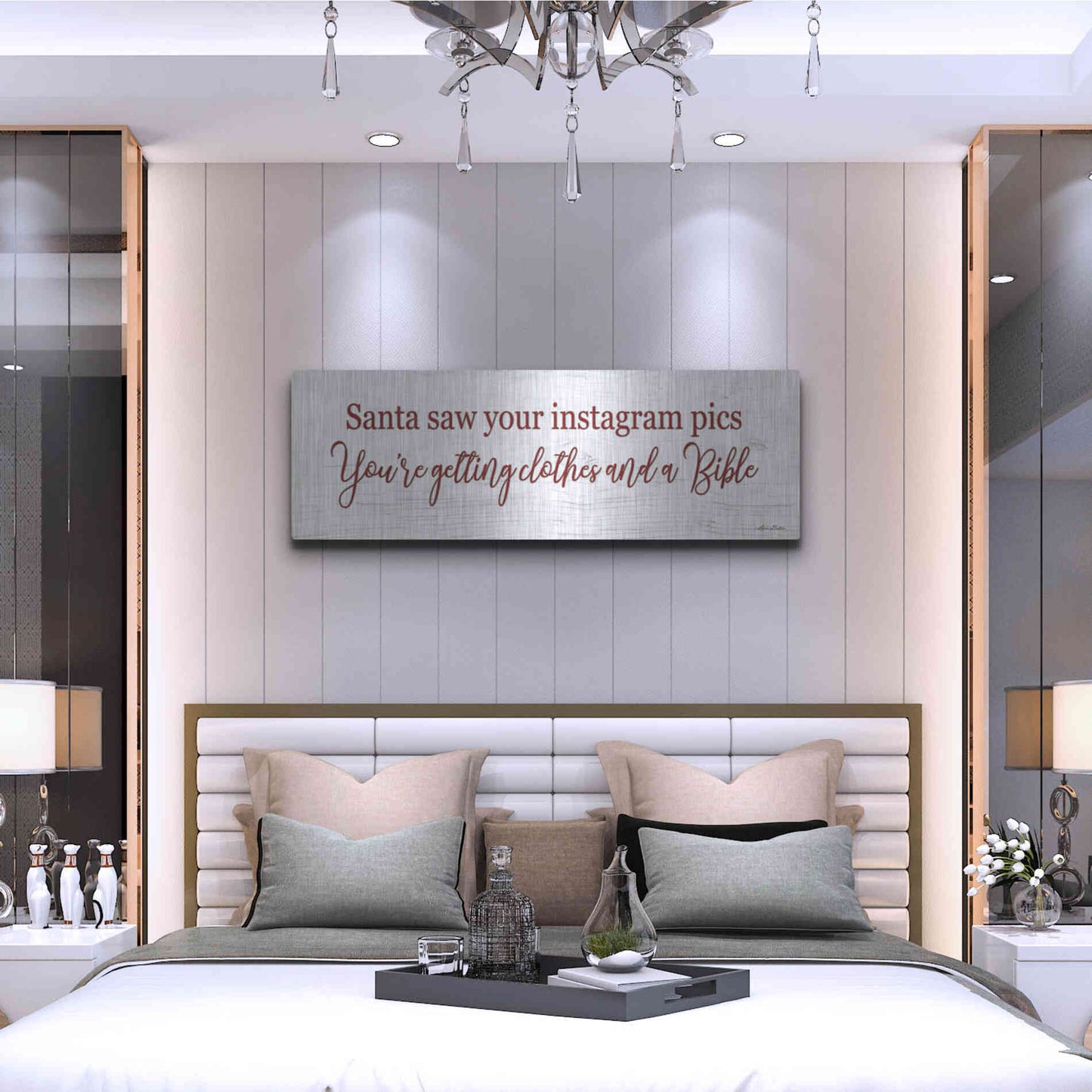 Luxe Metal Art 'Santa Saw...' by Lori Deiter, Metal Wall Art,48x16