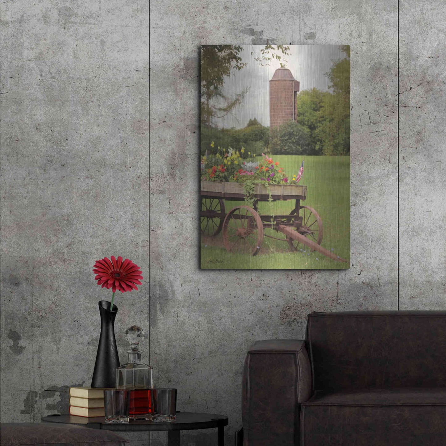 Luxe Metal Art 'Clayton Flower Wagon' by Lori Deiter, Metal Wall Art,24x36