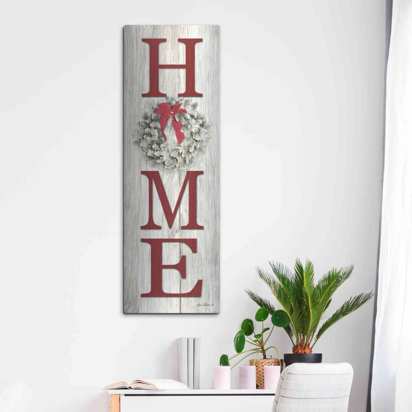 Luxe Metal Art 'Christmas Home Vertical I' by Lori Deiter, Metal Wall Art,16x48