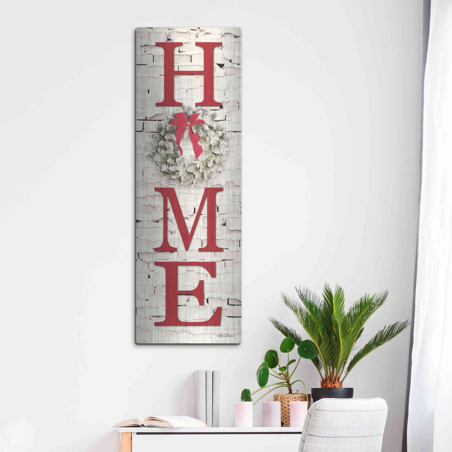 Luxe Metal Art 'Christmas Home Vertical II' by Lori Deiter, Metal Wall Art,16x48