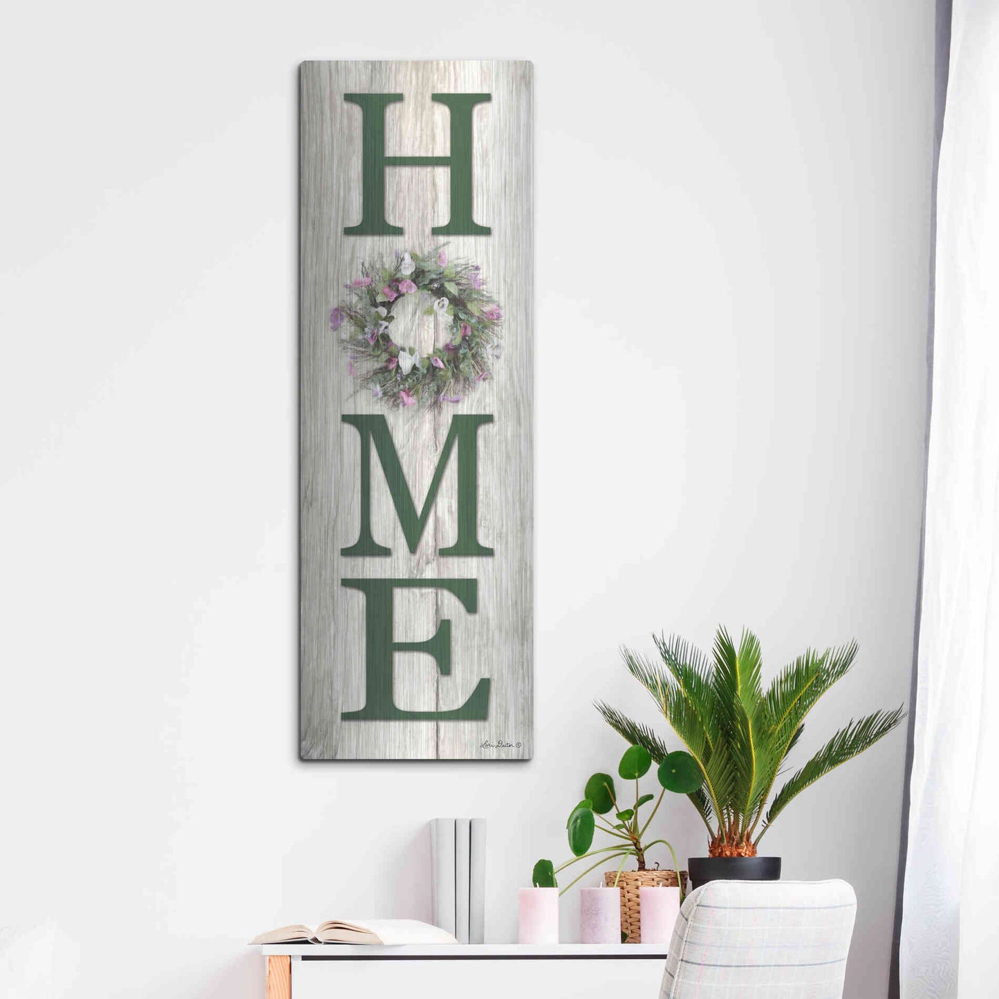 Luxe Metal Art 'Spring Home Wreath' by Lori Deiter, Metal Wall Art,16x48