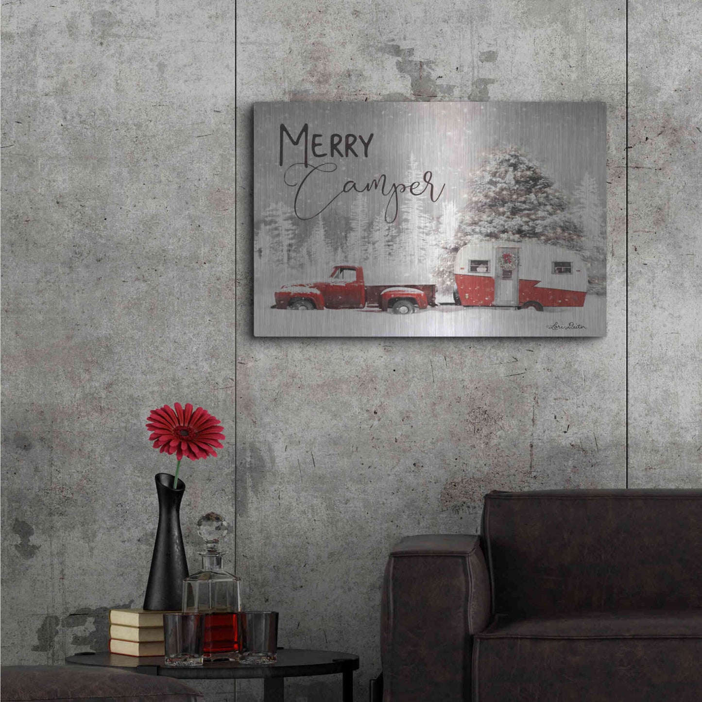 Luxe Metal Art 'Merry Camper' by Lori Deiter, Metal Wall Art,36x24