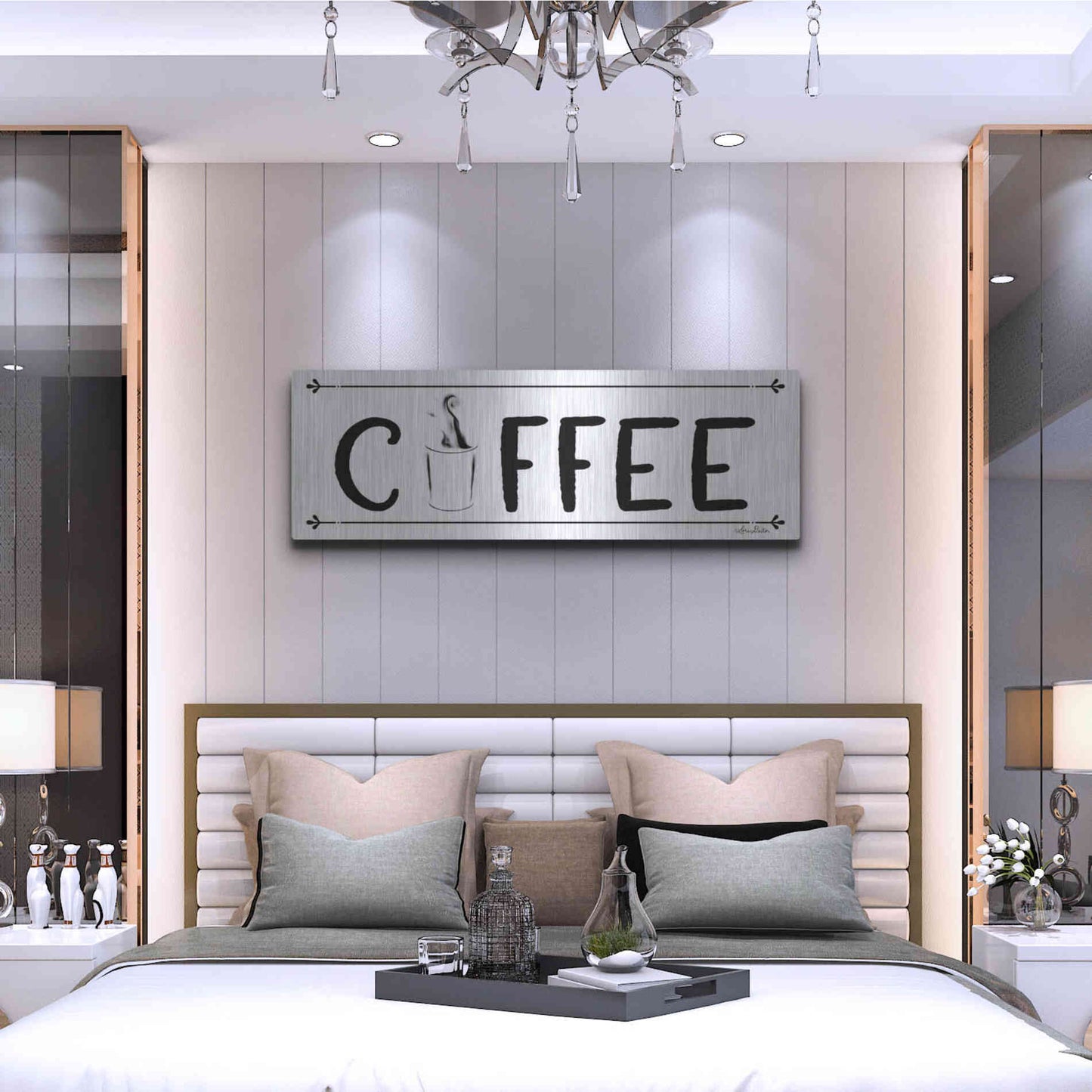 Luxe Metal Art 'Coffee Banner' by Lori Deiter, Metal Wall Art,48x16