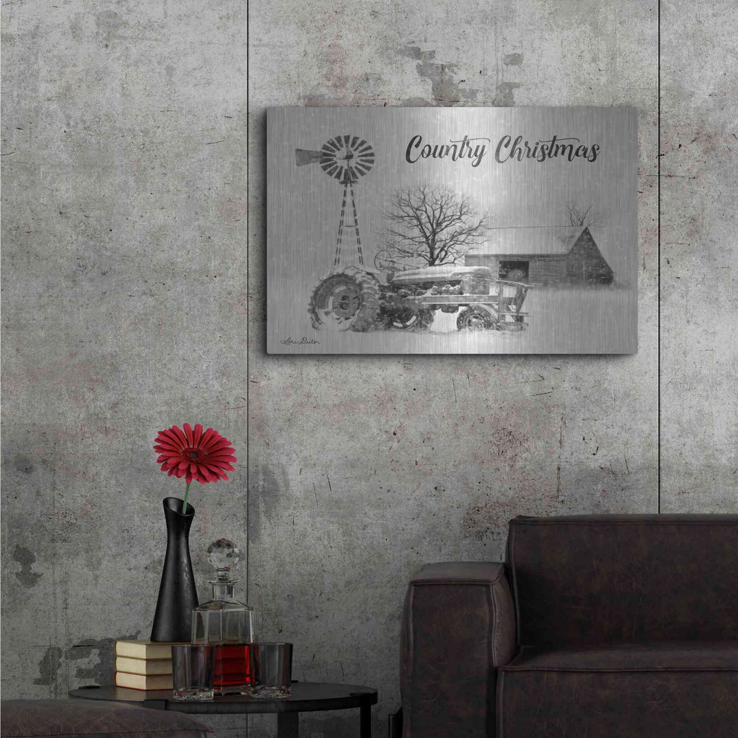 Luxe Metal Art 'Country Christmas' by Lori Deiter, Metal Wall Art,36x24