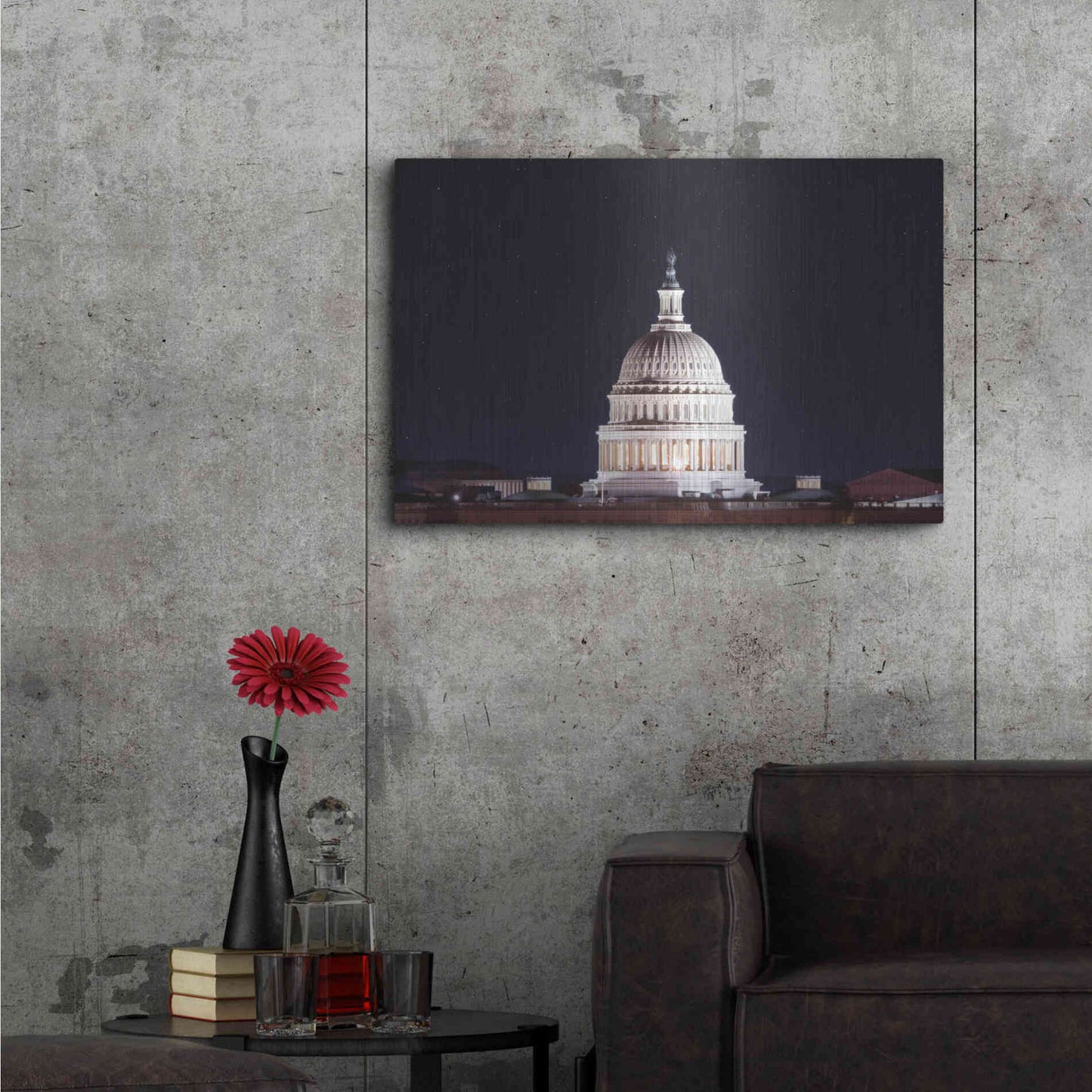 Luxe Metal Art 'US Capital at Night' by Lori Deiter, Metal Wall Art,36x24