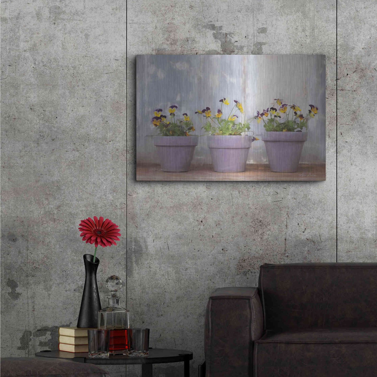 Luxe Metal Art 'Pansy Still Life I' by Lori Deiter, Metal Wall Art,36x24