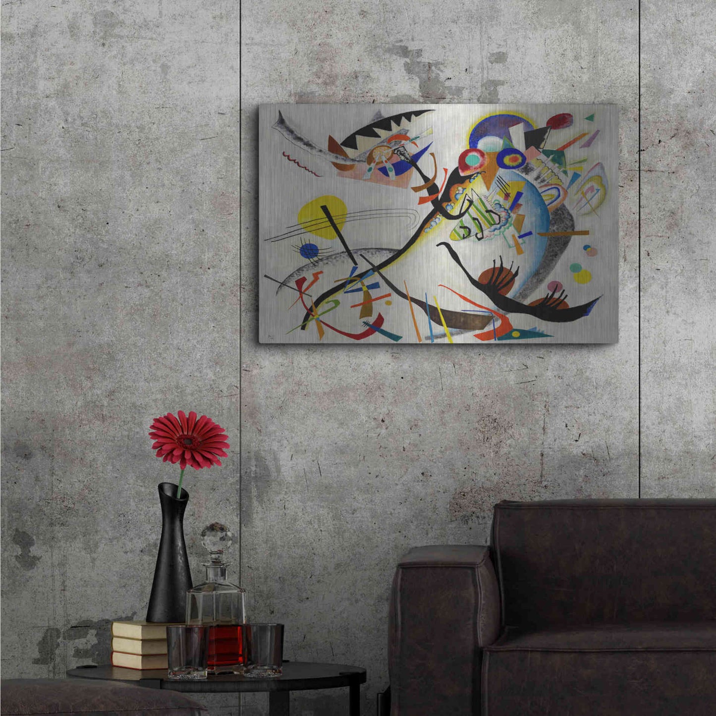 Luxe Metal Art 'Blue Segment' by Wassily Kandinsky, Metal Wall Art,36x24