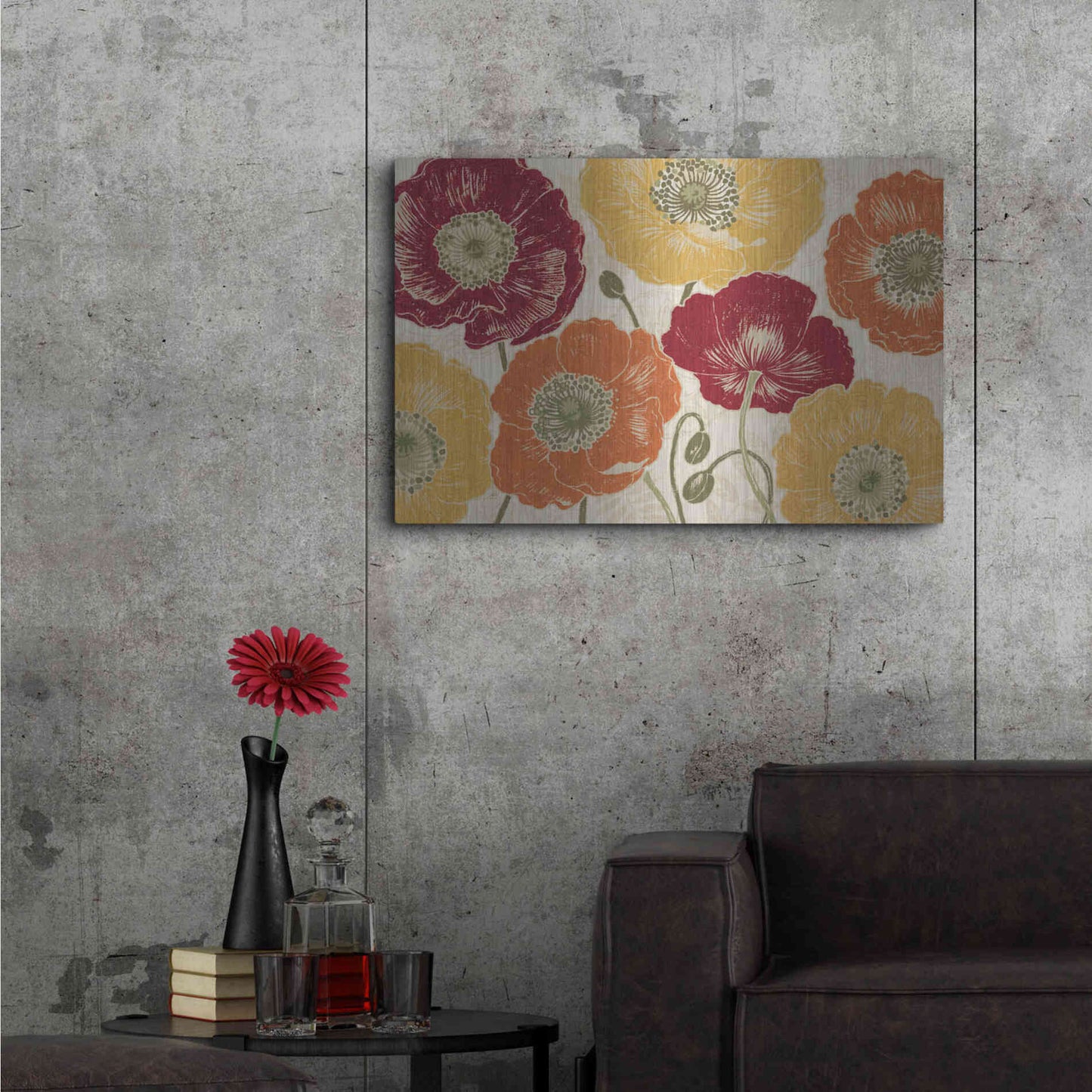 Luxe Metal Art 'A Poppys Touch I Spice' by Daphne Brissonet, Metal Wall Art,36x24
