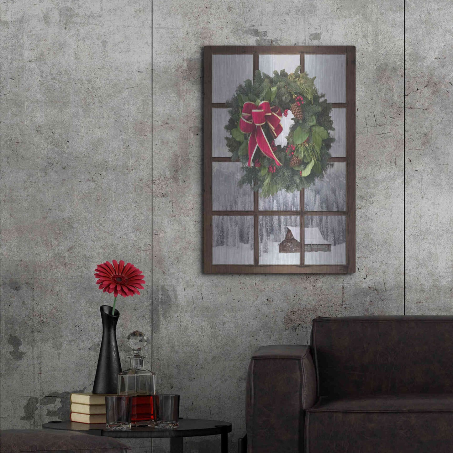 Luxe Metal Art 'Teton Christmas Window' by Lori Deiter, Metal Wall Art,24x36
