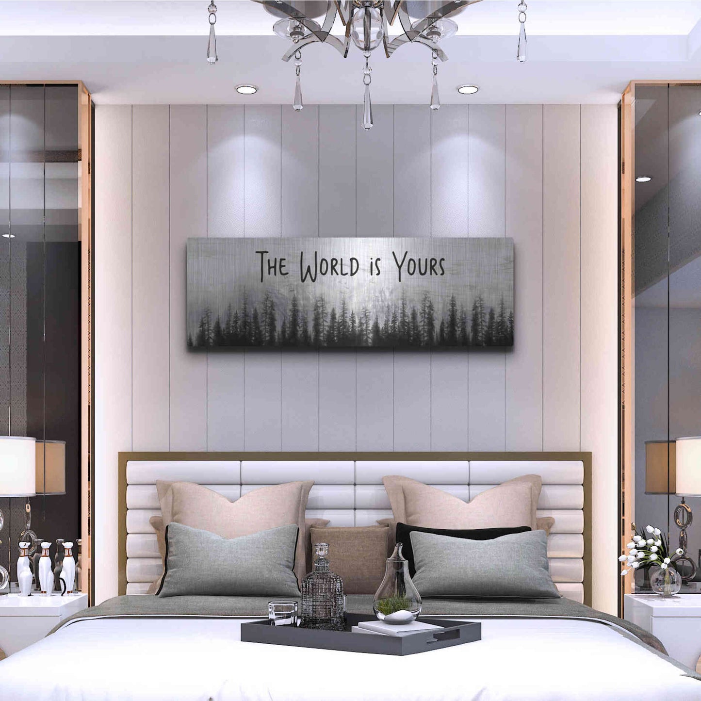 Luxe Metal Art 'The World is Yours' by Lori Deiter, Metal Wall Art,48x16