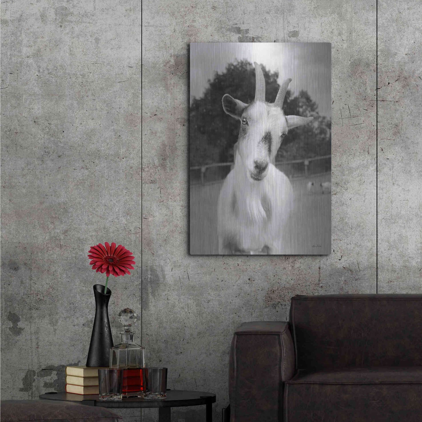 Luxe Metal Art 'Lake Tobias Goat II' by Lori Deiter, Metal Wall Art,24x36